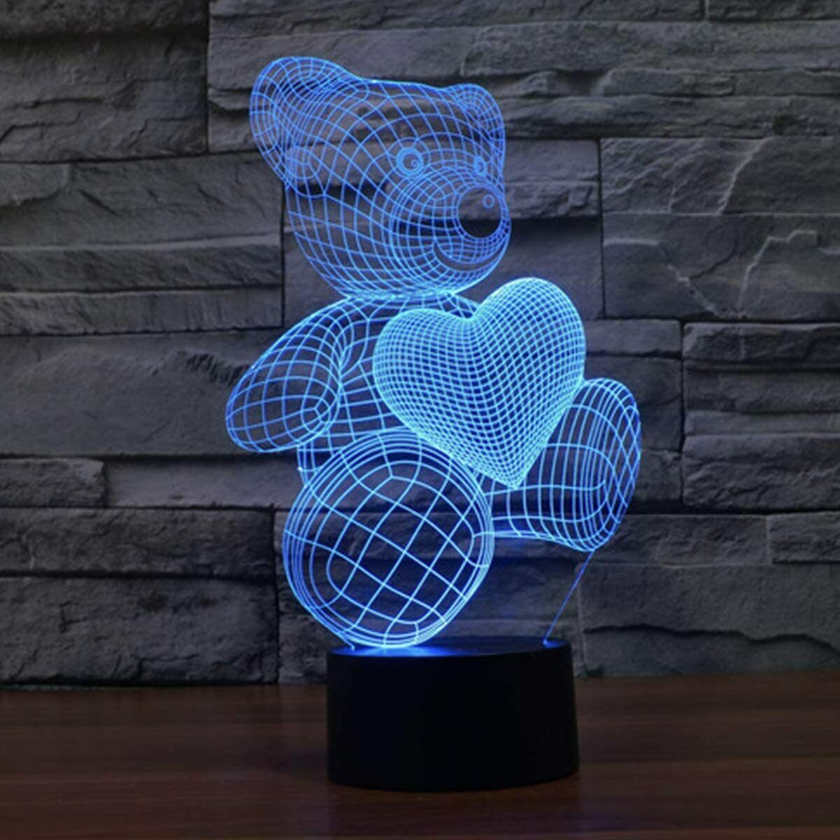 Coolzon 3D Illusion Lamp Touch Lamp Teddy Bear Night Light Defect 2658