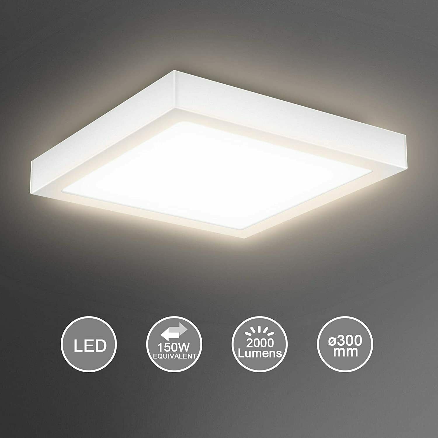 Creyer Surface Mounted Square 24W LED Ceiling Lights, 1.02 kg, warm white, 2158