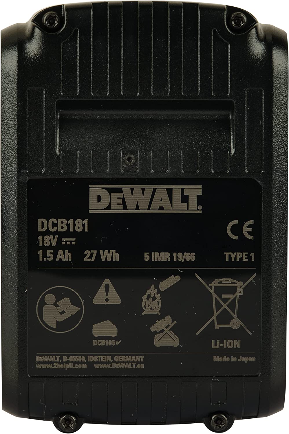 DeWalt DCB181-XJ 18V XR Lithium-Ion 1.5Ah Battery 5317