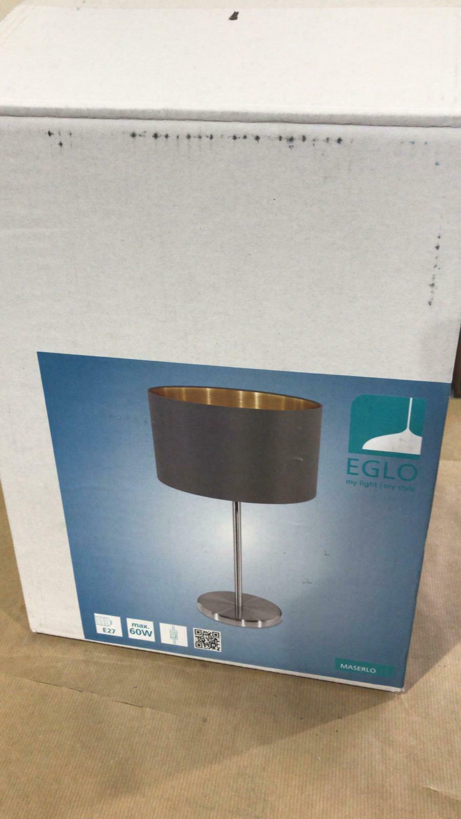 EGLO Fabric Table Lamp, Steel, 60 W, Satin Nickel Table Light E27 0758