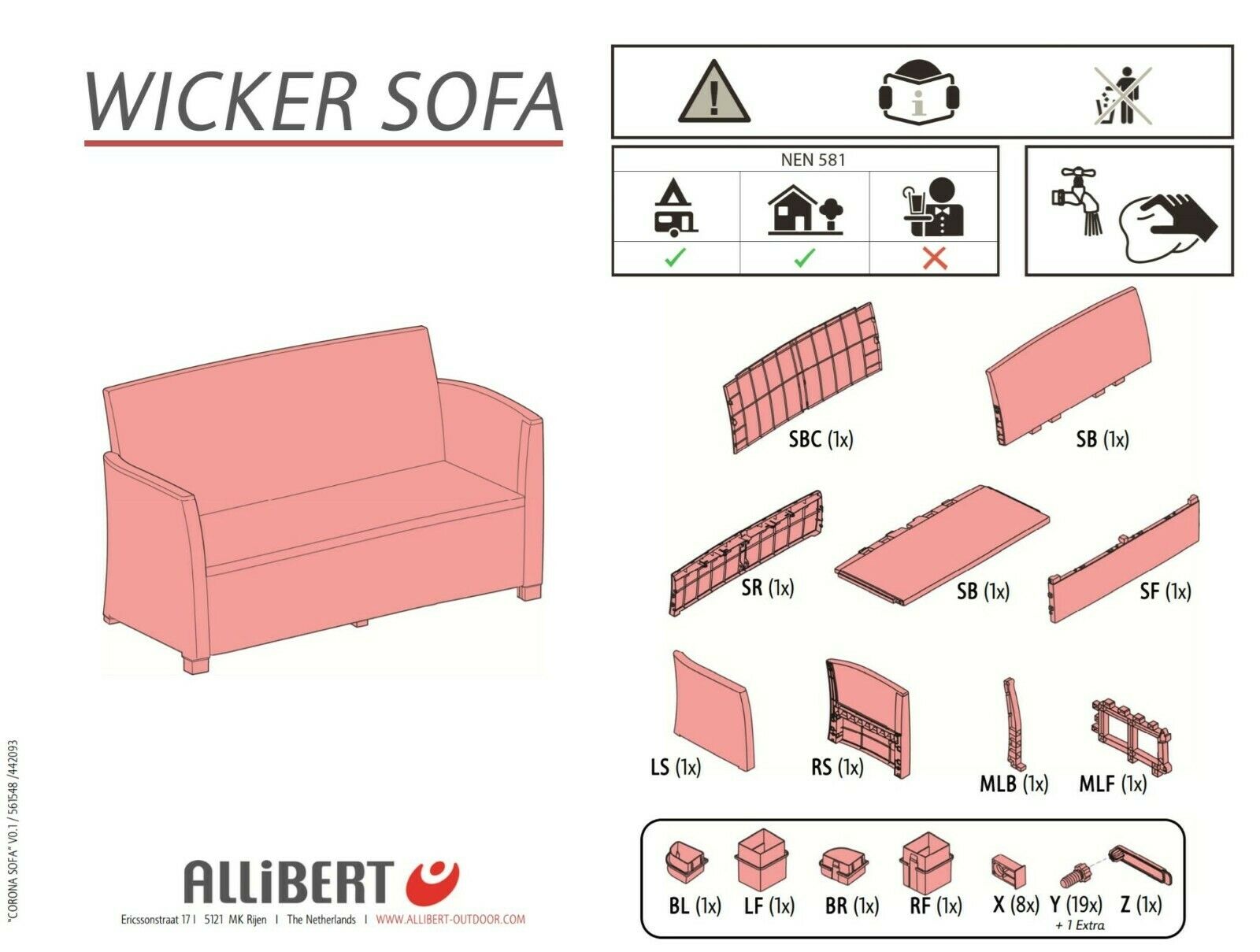Genuine Replacement Parts For Keter Allibert Mia Wicker Furniture Set Plastic Black