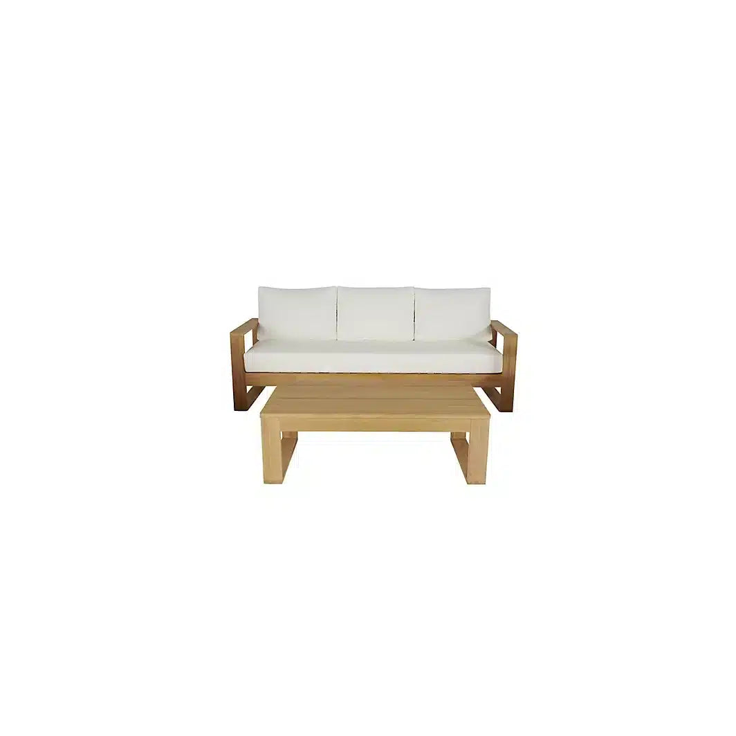 GoodHome Hever Natural Wooden Teak Sofa with Table Garden Set with Cosmetics mark 5423
