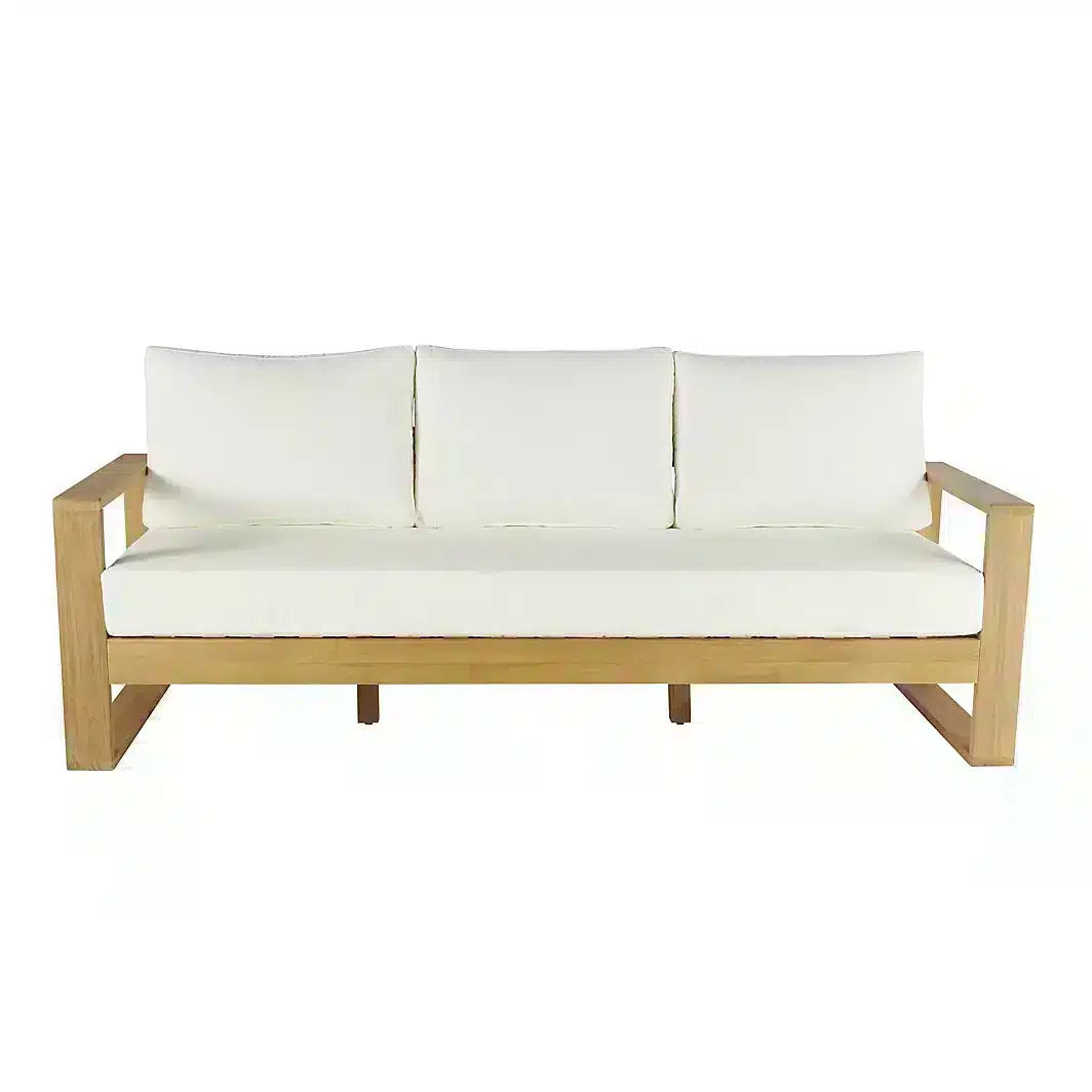 GoodHome Hever Natural Wooden Teak Sofa with Table Garden Set with Cosmetics mark 5423