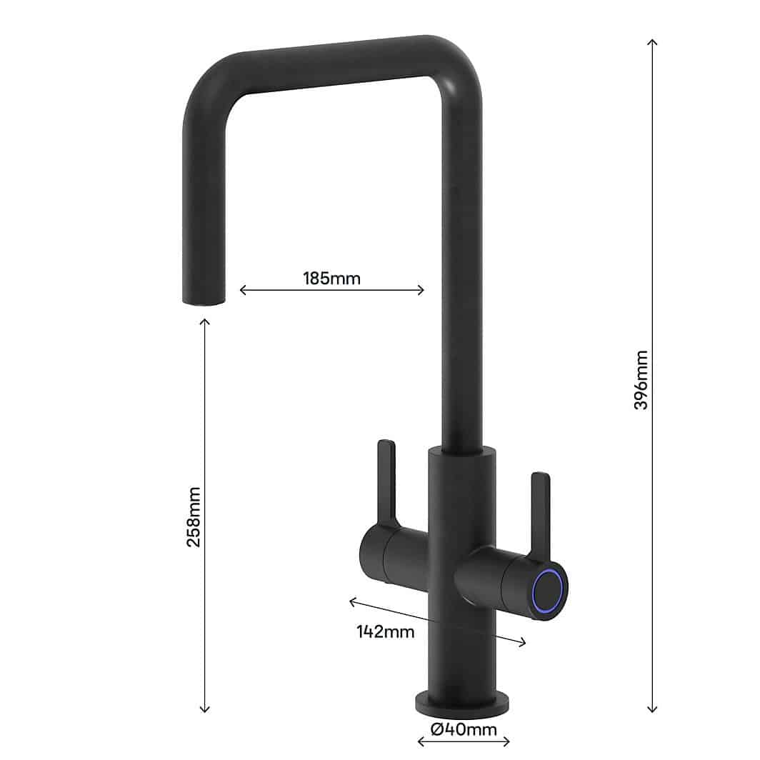 GoodHome Kamut Black Graphite effect Kitchen Twin lever Tap 2685