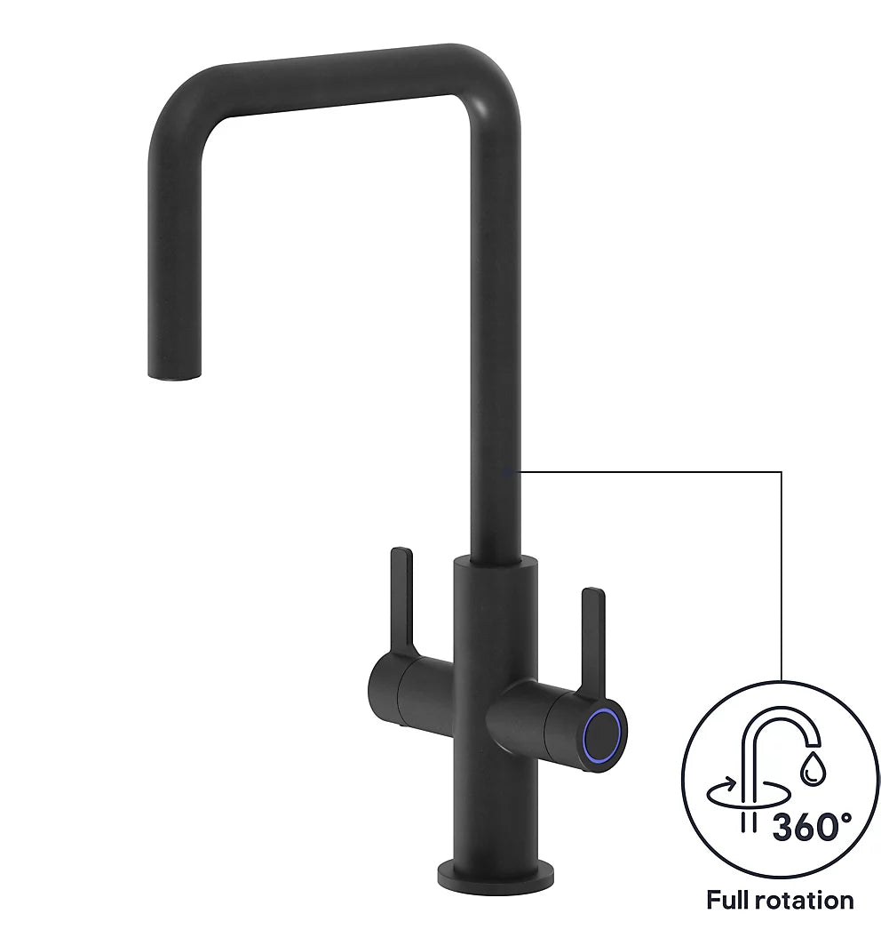 GoodHome Kamut Black Graphite effect Kitchen Twin lever Tap 2685