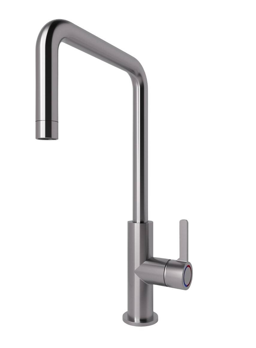 GoodHome Kamut Silver Stainless steel effect Kitchen Side lever Tap 6094