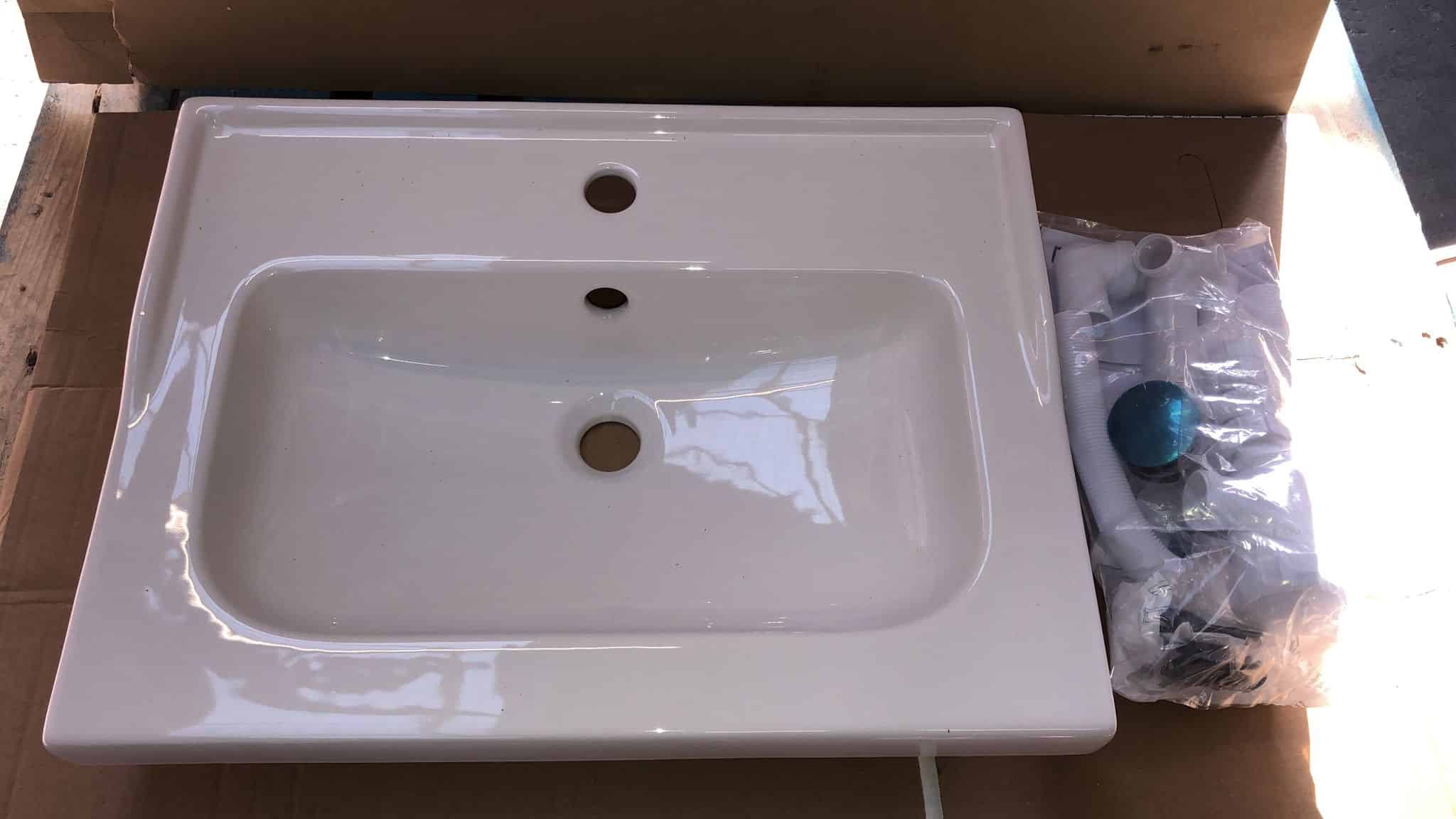 GoodHome Lana White Rectangular Counter-mounted Counter top Basin (W)60cm 3120