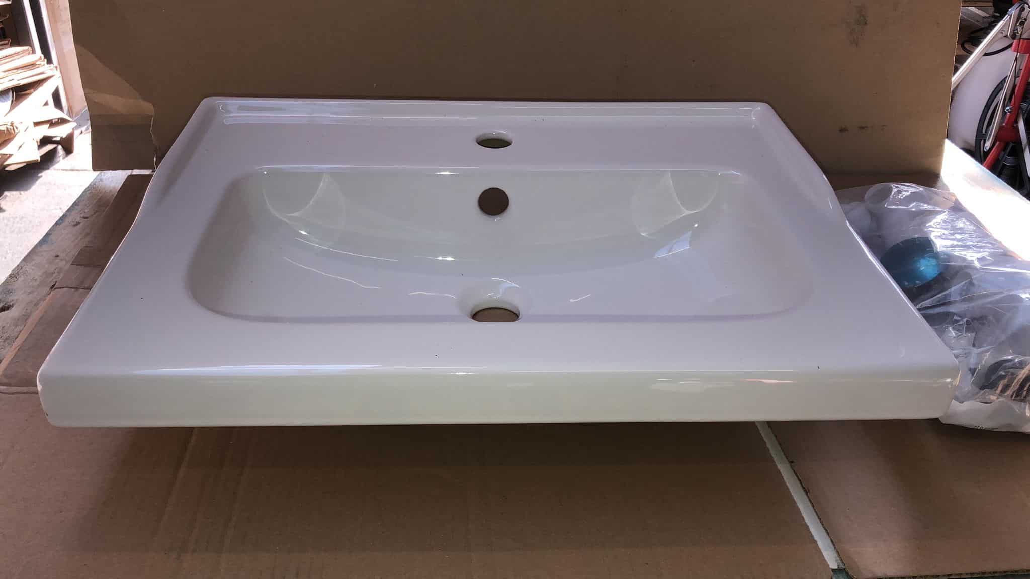 GoodHome Lana White Rectangular Counter-mounted Counter top Basin (W)60cm 3120