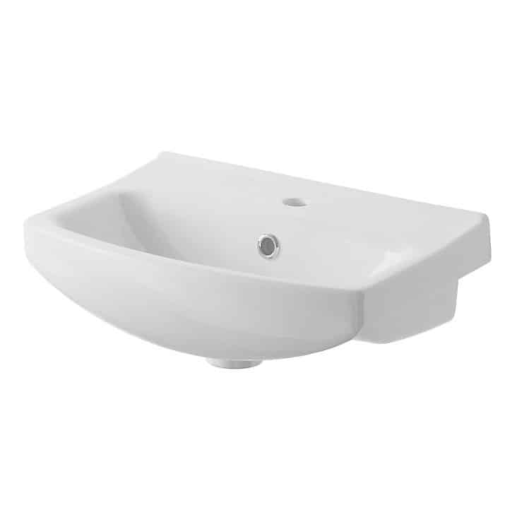 GoodHome Veleka Gloss Ceramic White Basin Sink 5385