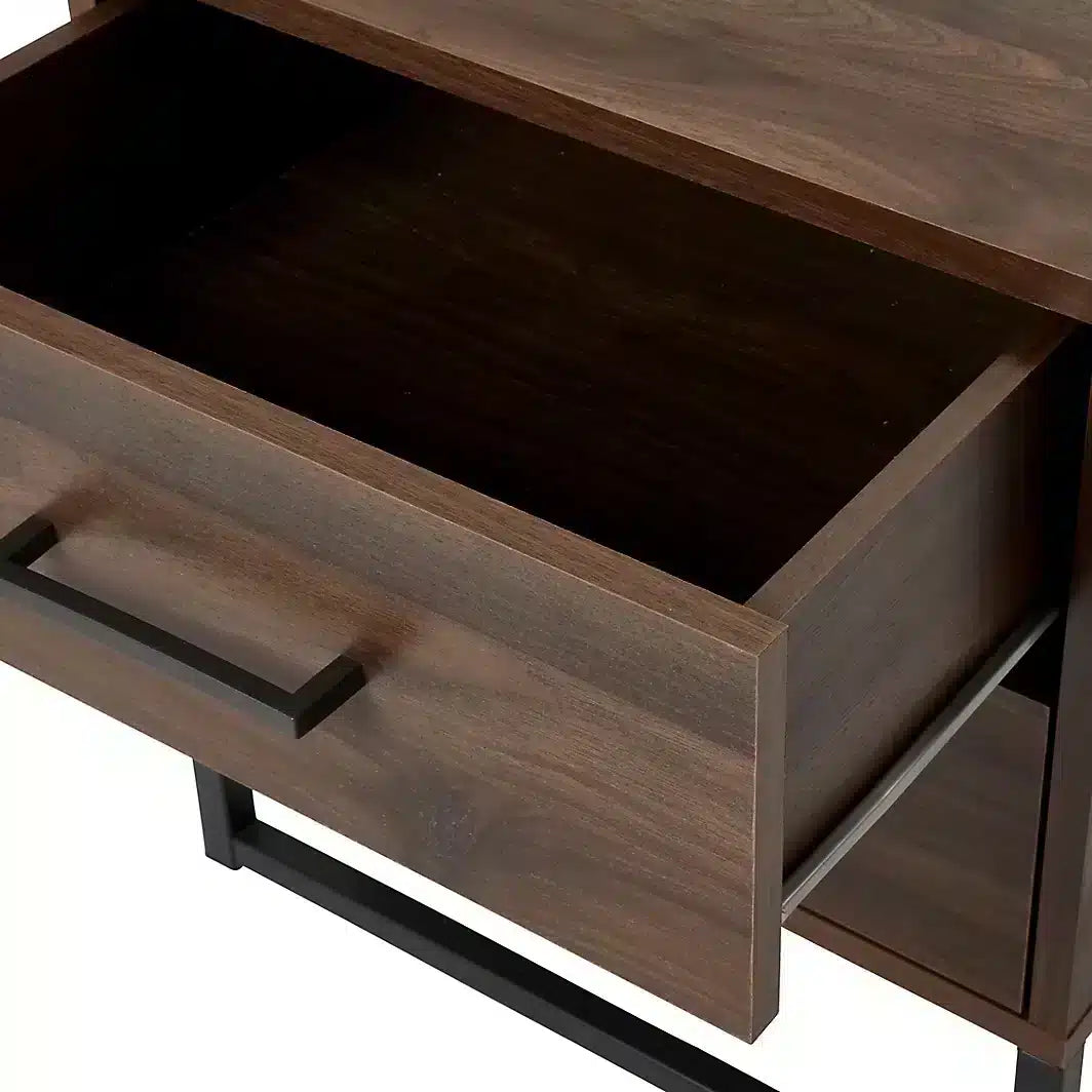 GoodHome Zorras Walnut effect 2 Drawer Bedside table (H)500mm (W)460mm (D)400mm 0344
