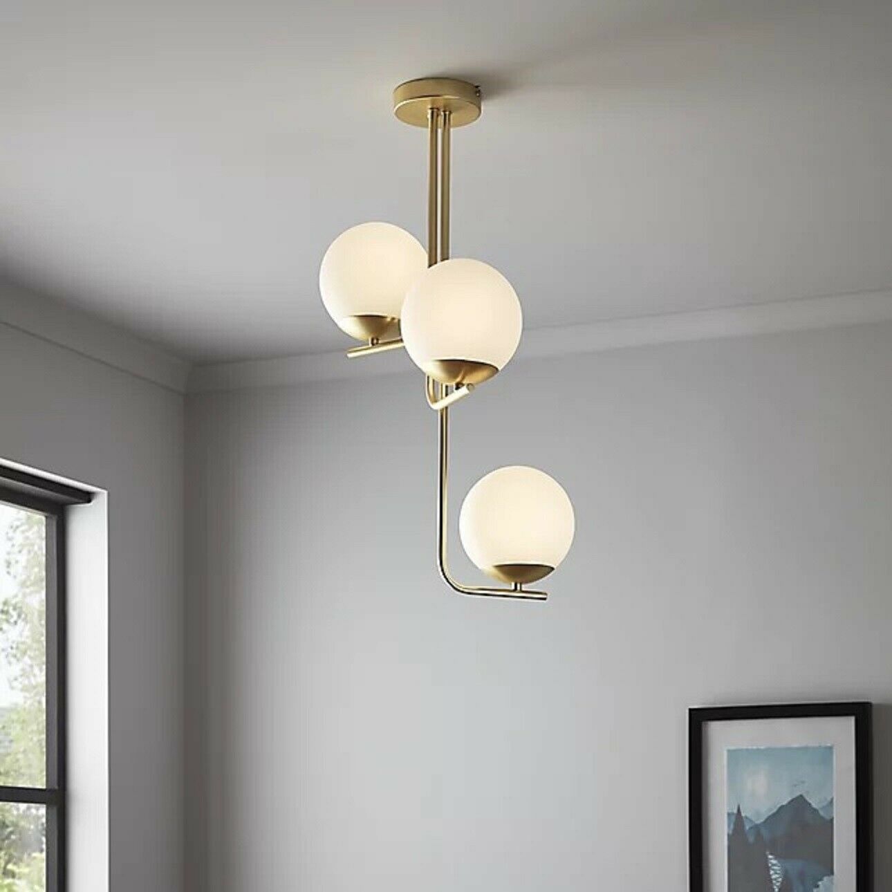 Goodhome Baldaz Brushed Brass effect 3 Lamp Pendant ceiling light-6175