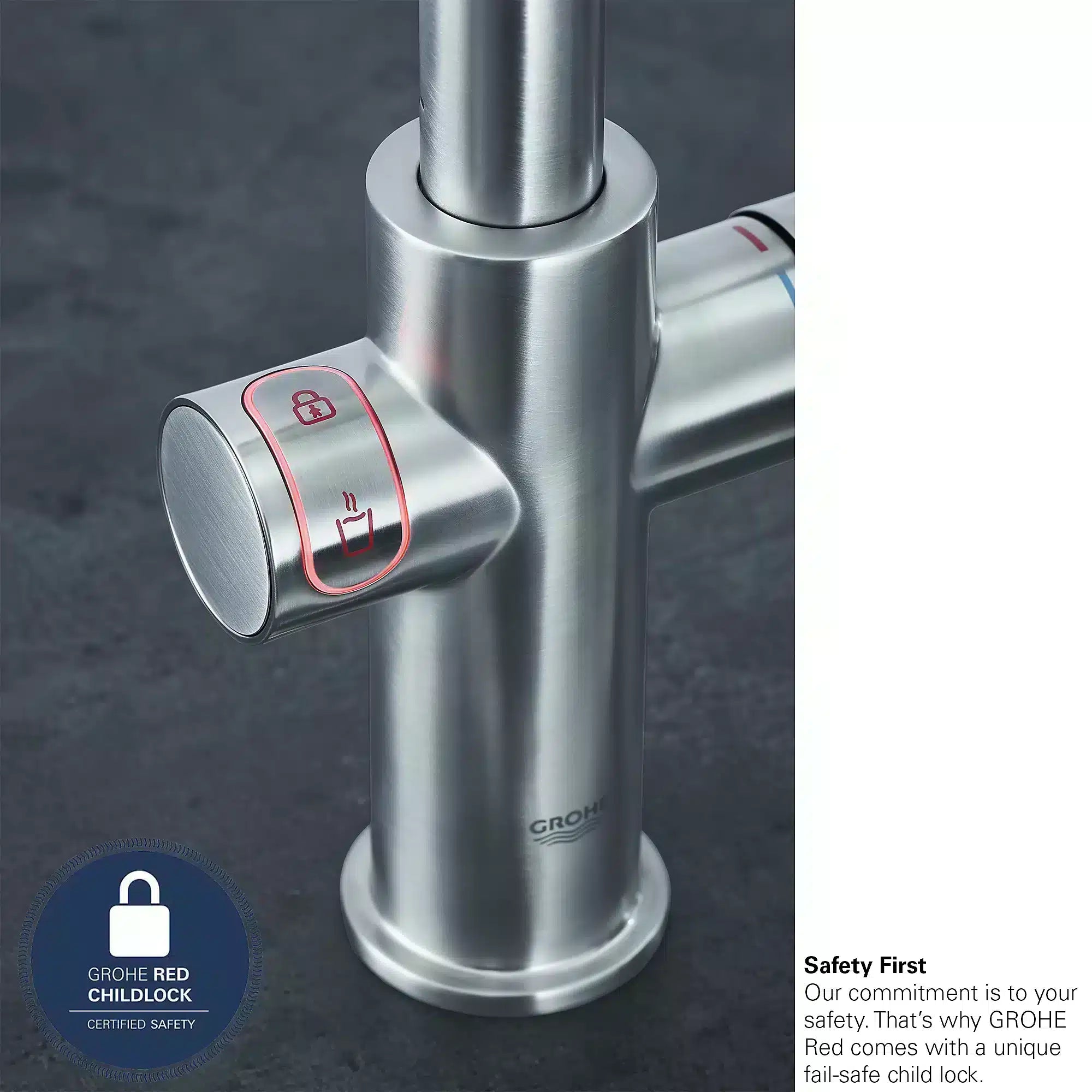 Grohe Red Duo Chrome effect Chrome-plated Kitchen Mixer Tap Water boiler 9162