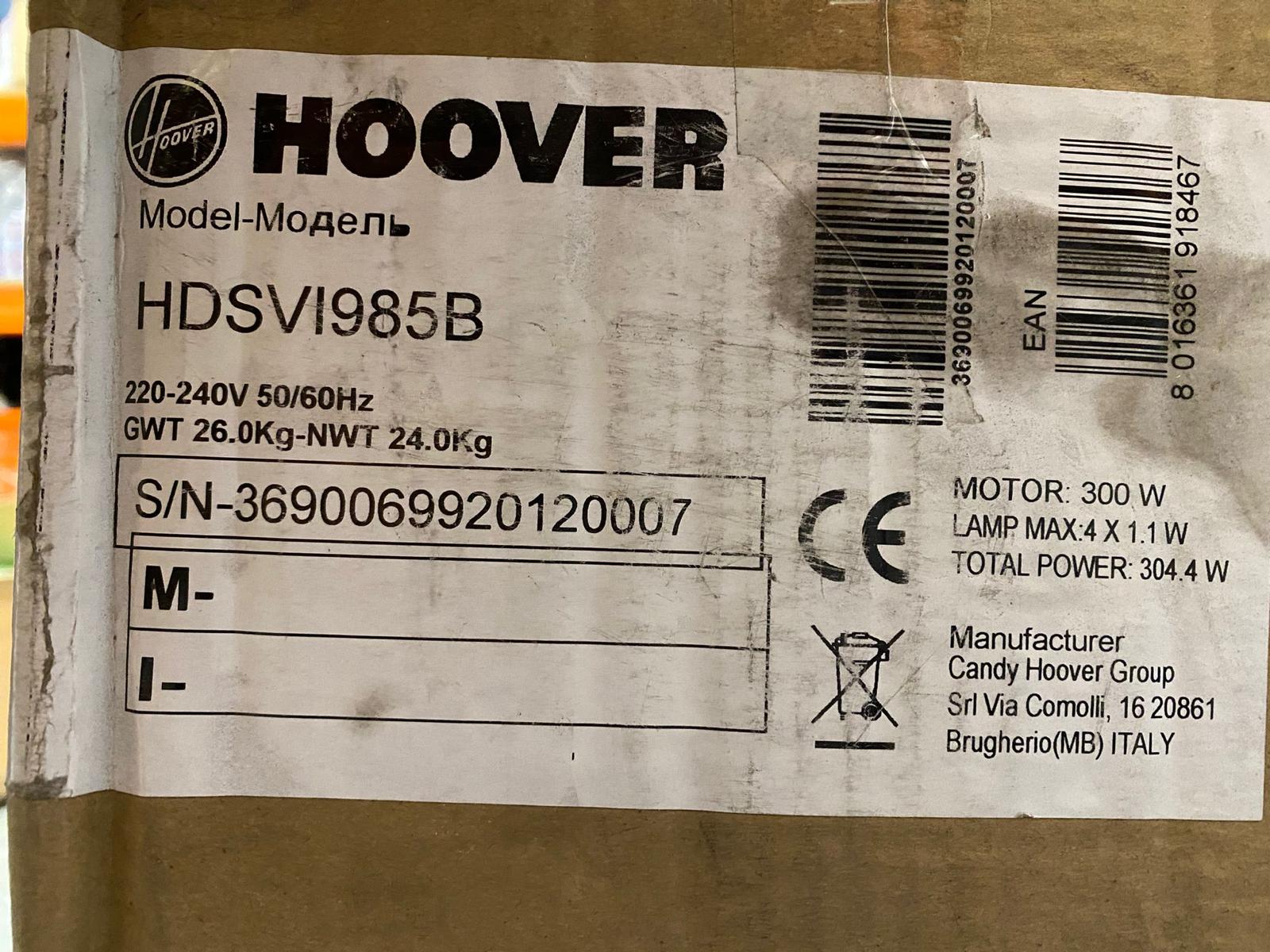 Hoover H-HOOD 700 HDSVI985B 90 cm Island Cooker Hood Stainless Steel Black Glass 0007