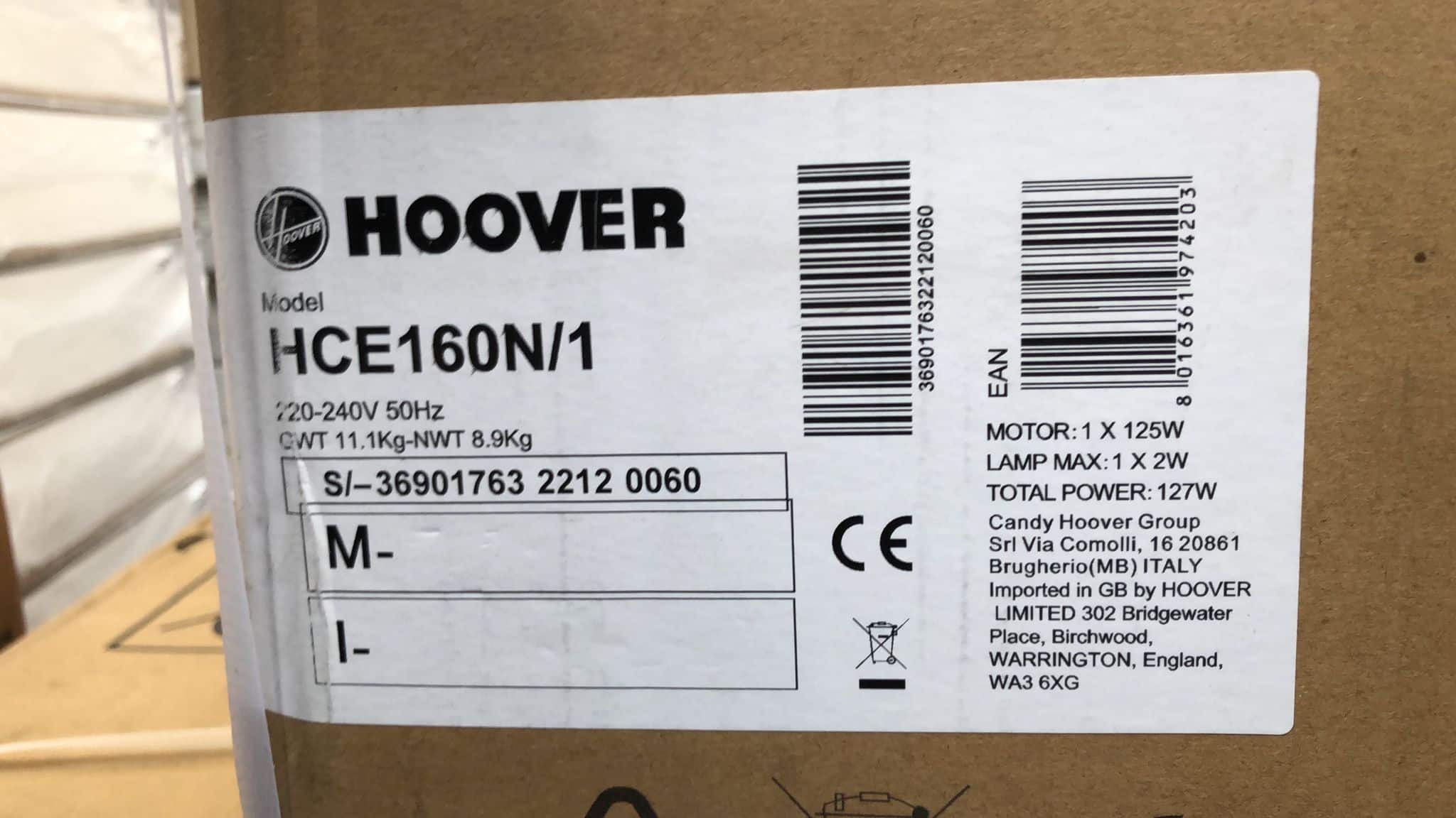 Hoover Chimney Cooker Hood 60cm Black HCE160N/1 4203