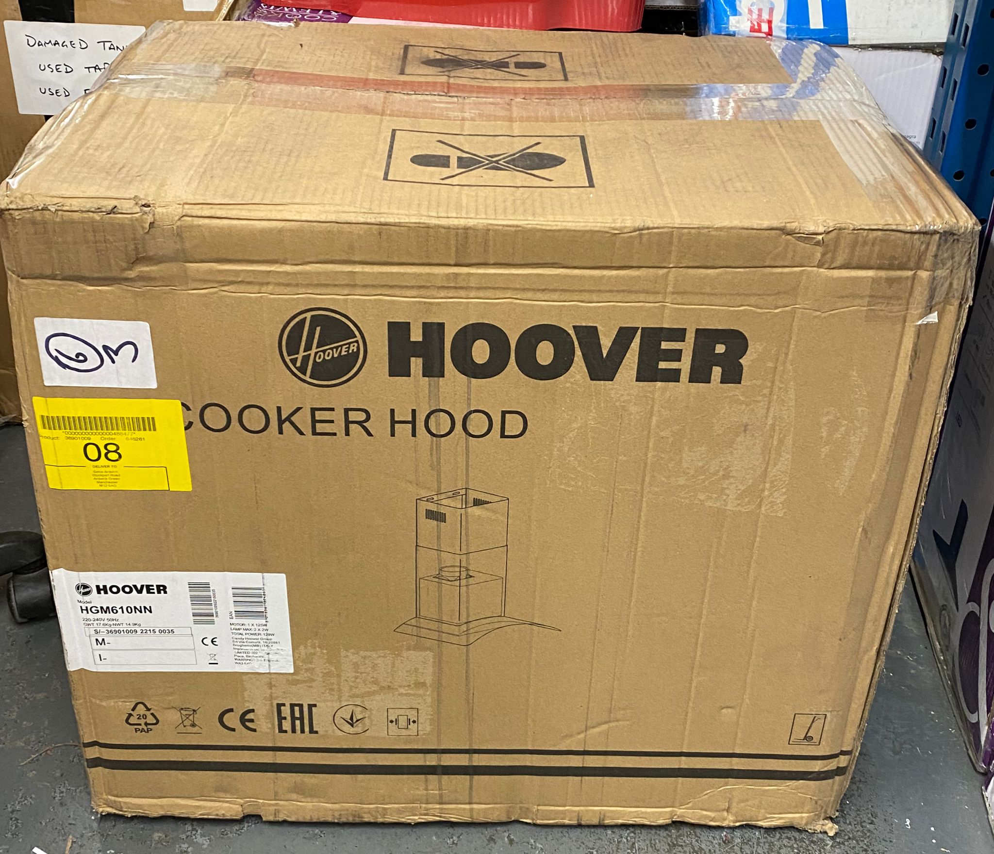 Hoover Chimney Cooker Hood Curved Glass  60cm Black HGM610NN 4265NO