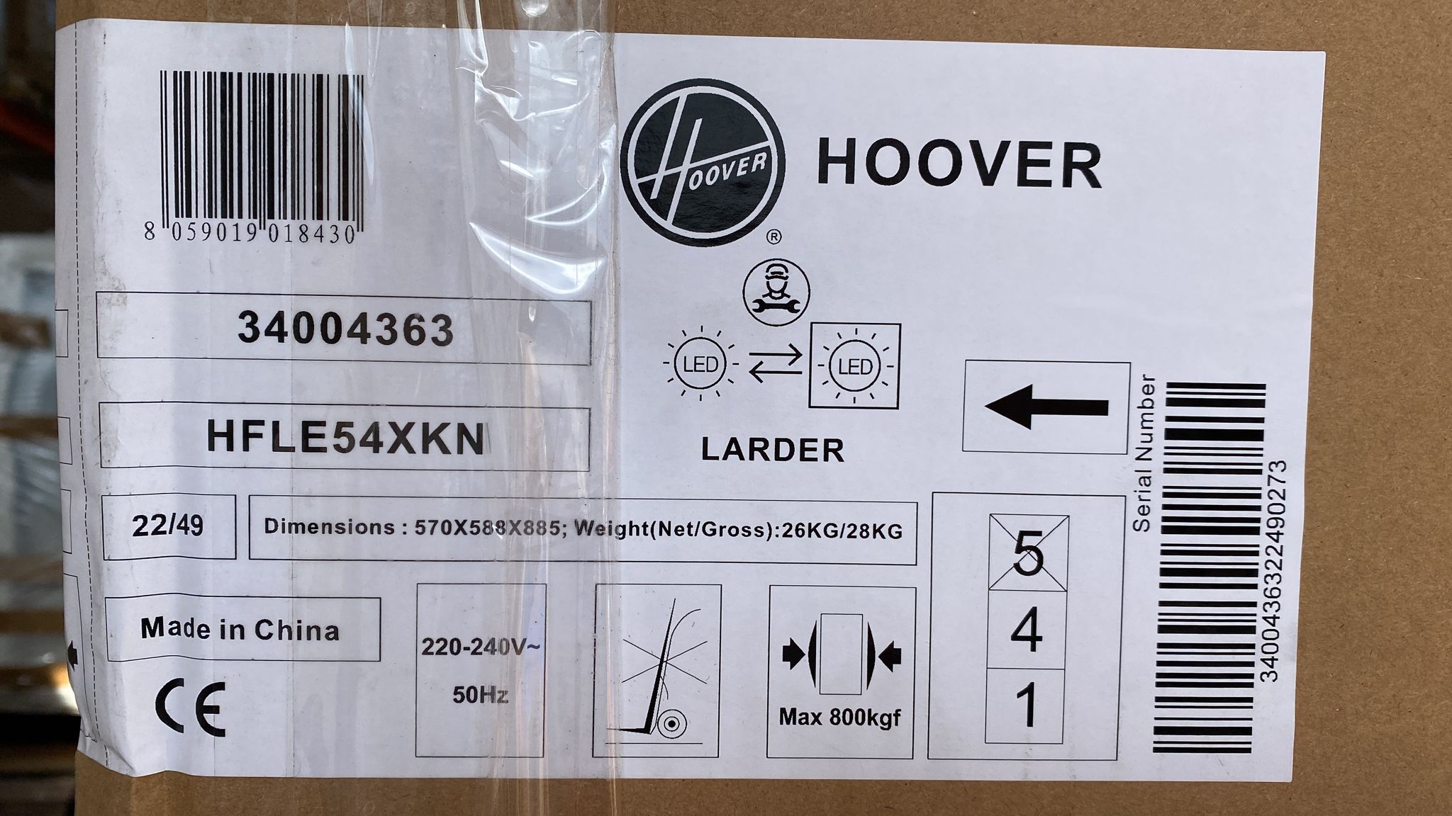 Hoover Fridge Freestanding-Silver 55cm 125L-HFLE54XKN-0273