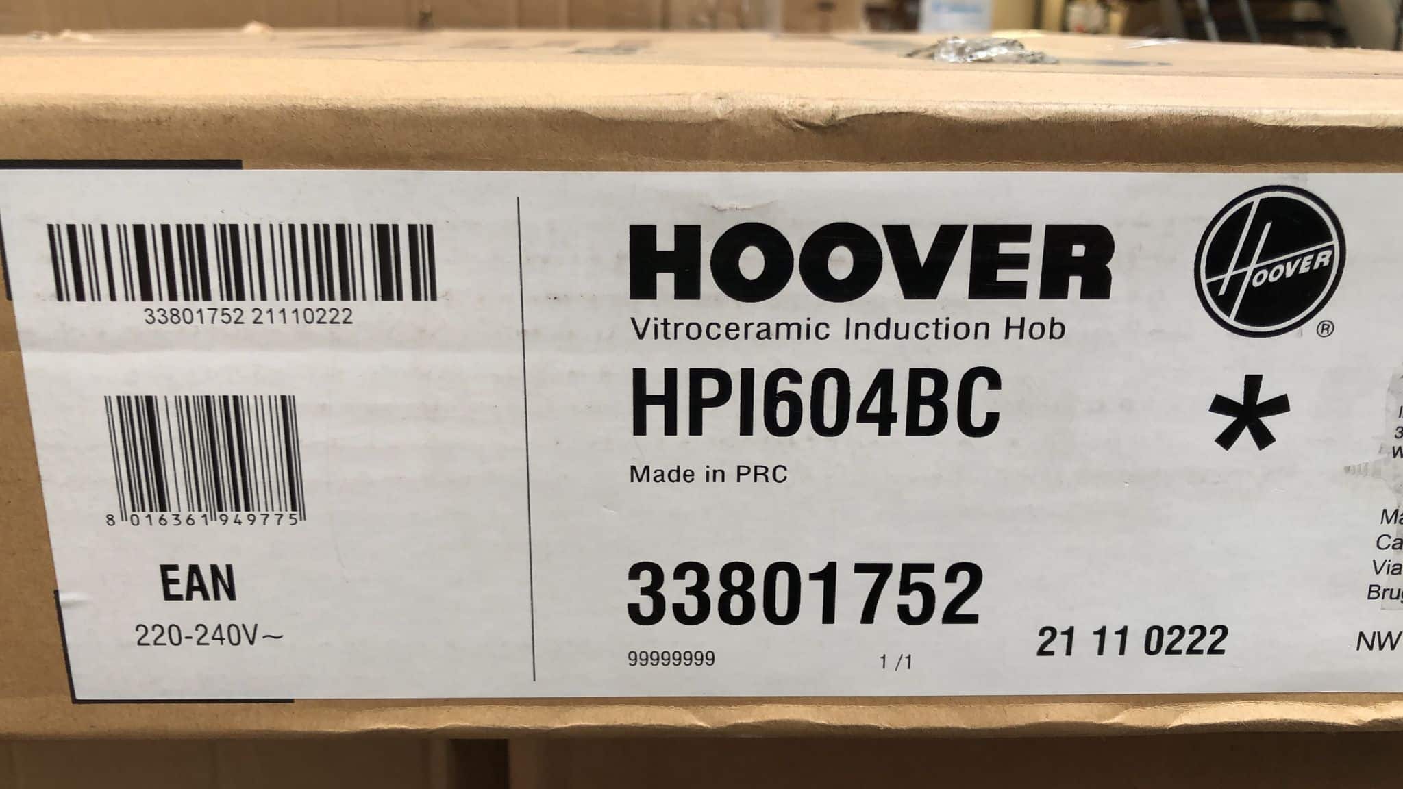 Hoover Induction Hob 4 Zone Electric Black HPI604BC 9775NO