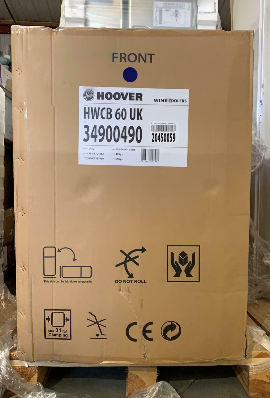Hoover HWCB60UK Black Stainless steel effect 46 bottles Wine cooler-8112-no