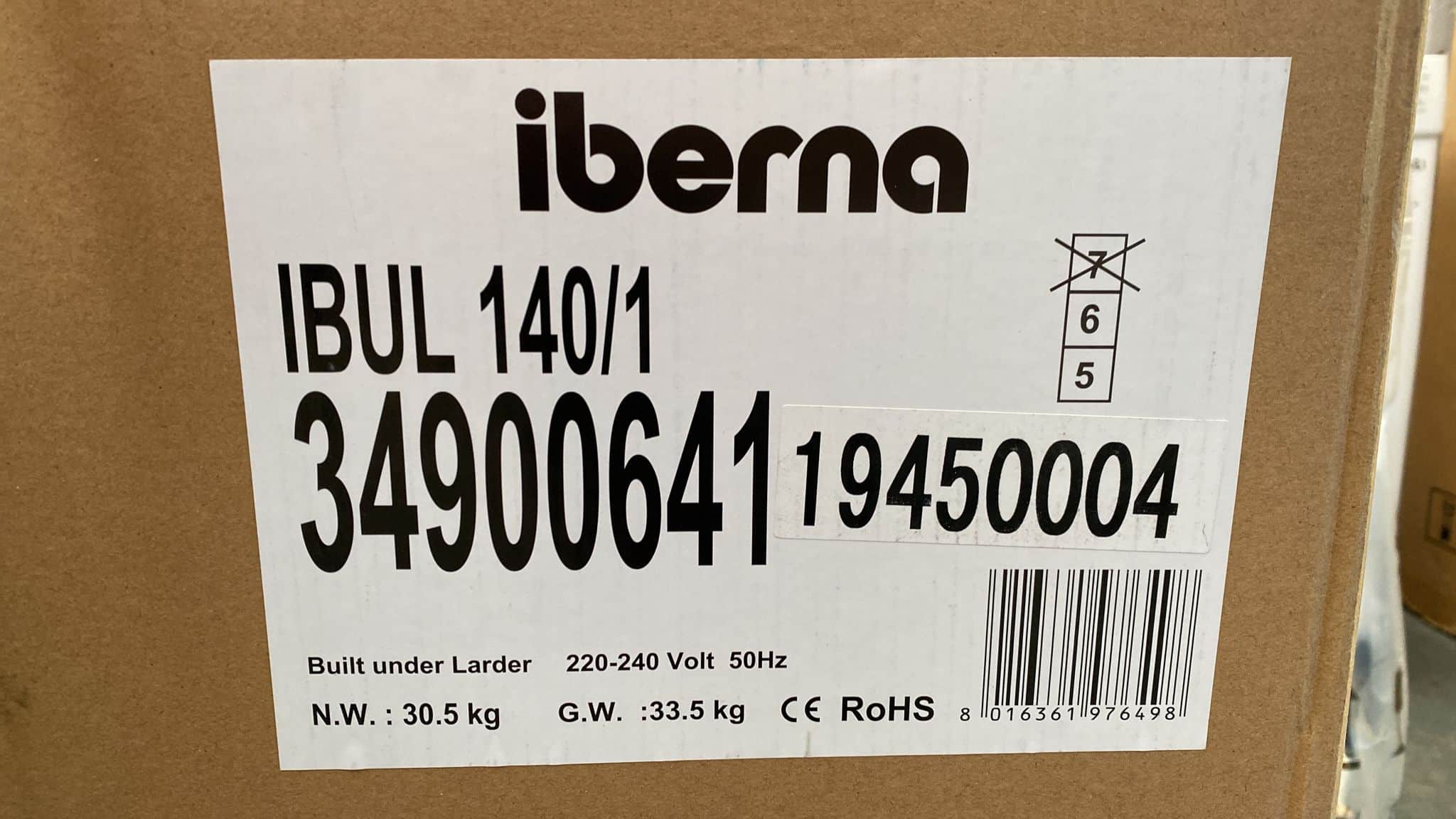 Iberna Fridge Integrated Under Counter-White-IBUL140/1 135L-6498