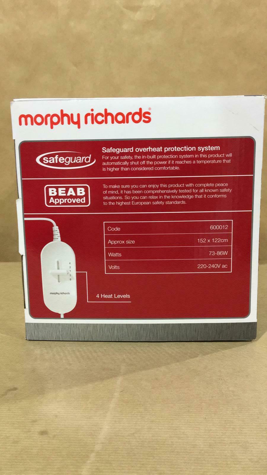 Morphy Richards Heated Underblanket-152x122cm- 4 Heat 600012 Double White 5231
