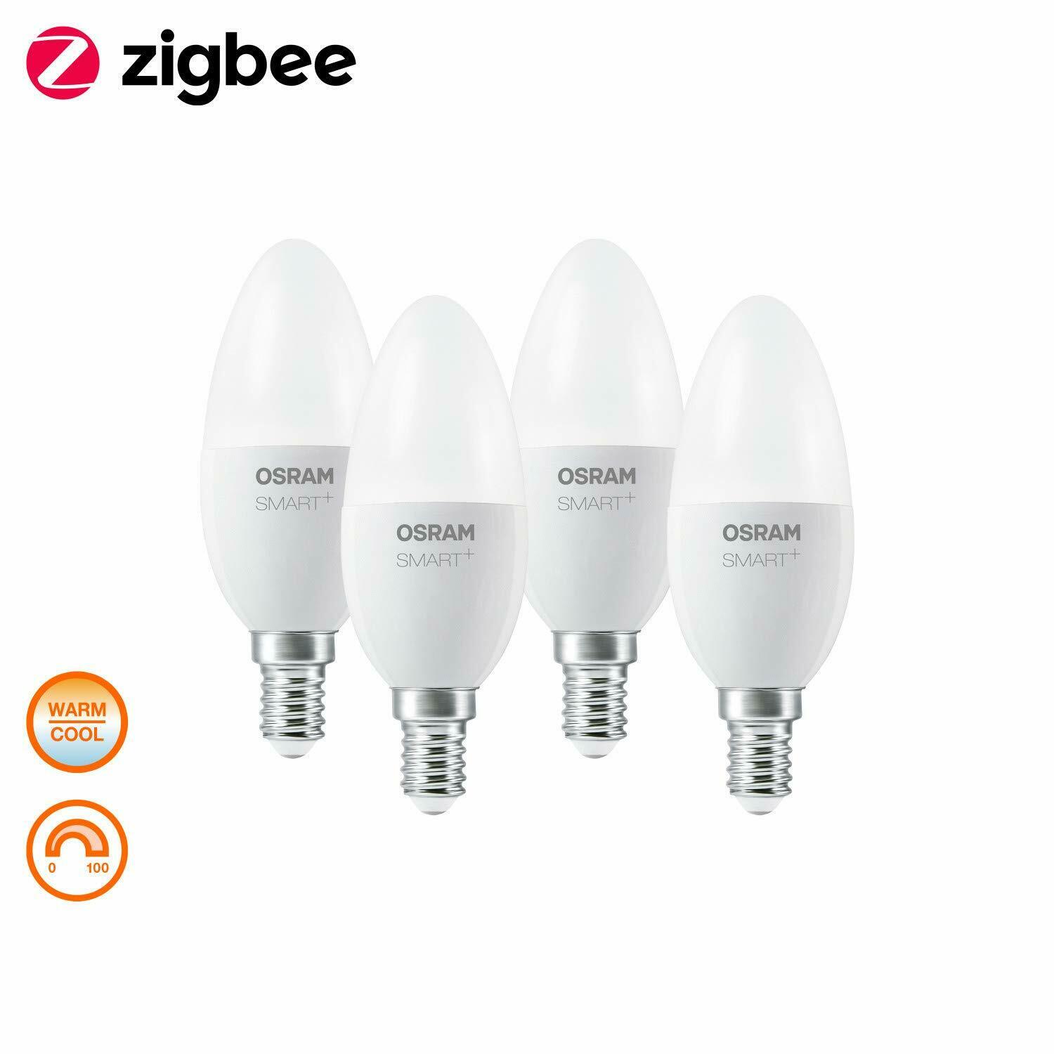 OSRAM Smart+LED, ZigBee Lamp with E14 Socket, 4PK Warm White to Daylight, No6730