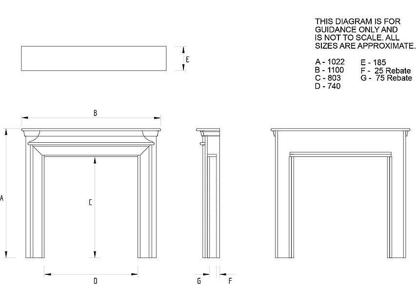 Top part only for Focal Point Regent White Fire surround- no-3971