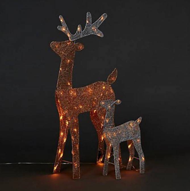 Warm white LED Reindeer Silhouette 80 LED Lights, Set of 2 - 1738