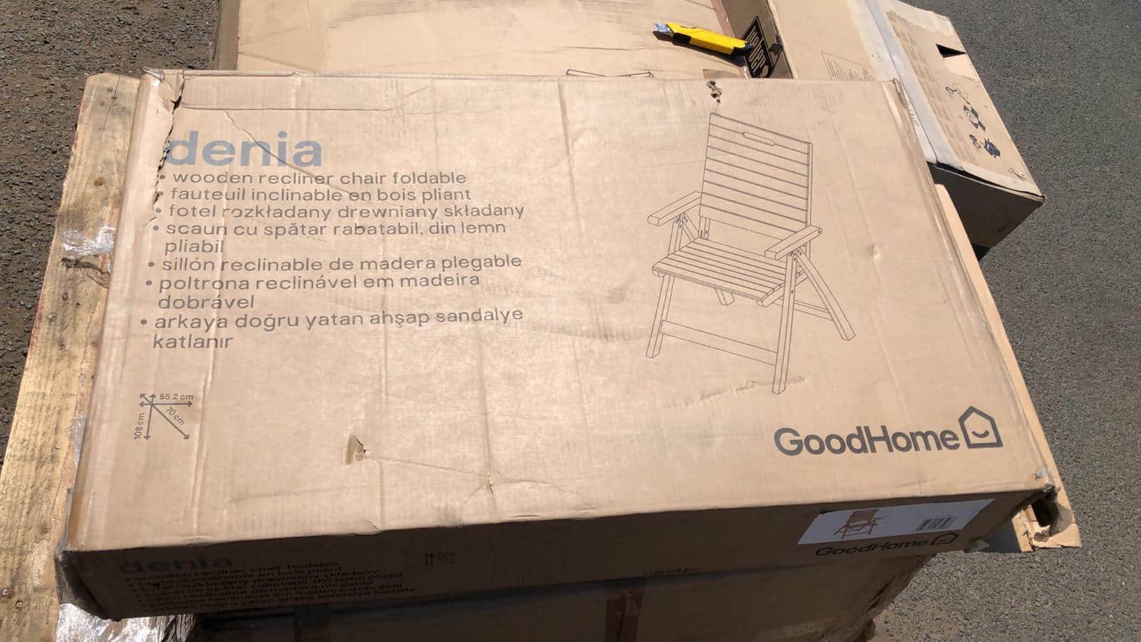 GoodHome Denia Wooden Foldable Recliner Chair Garden Chair 5988