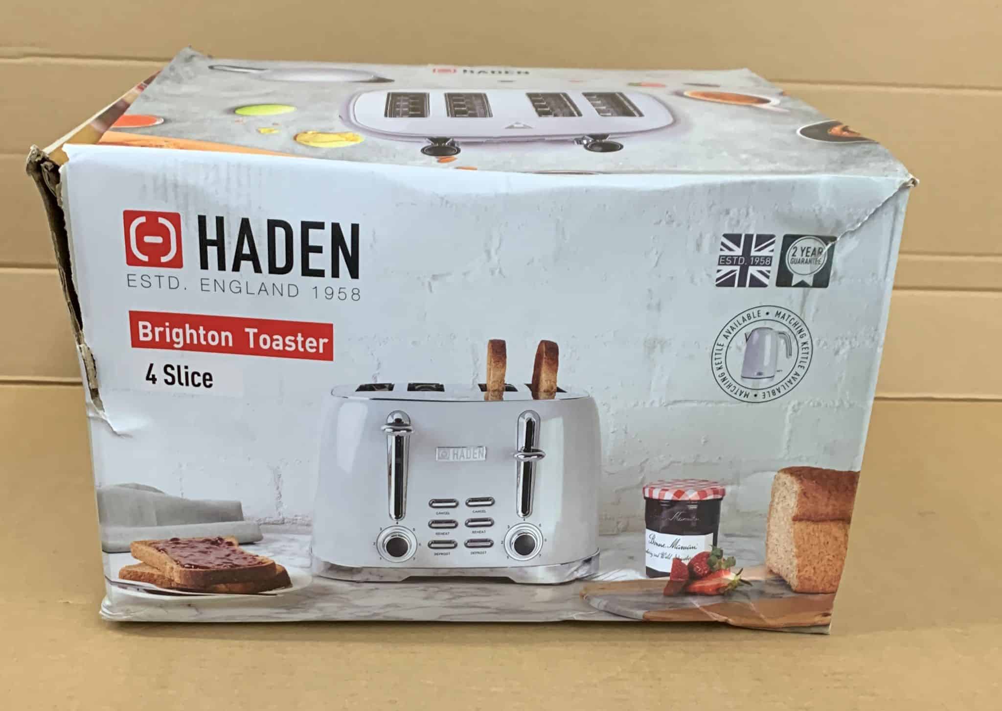 Haden Brighton Ash Grey Toaster - 4 Slice Electric Stainless-Steel Toaster with Reheat and Defrost Functions 3076