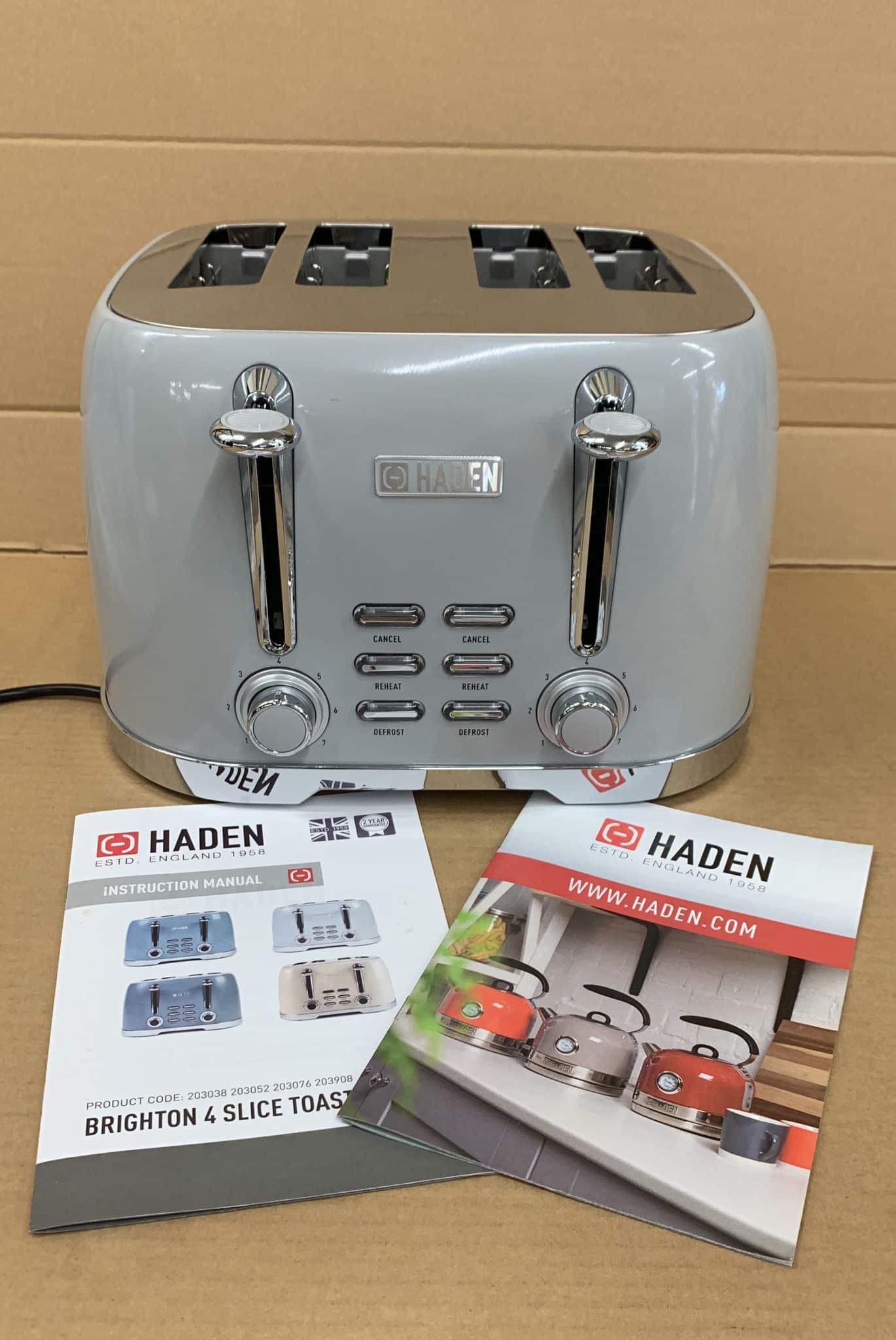 Haden Brighton Ash Grey Toaster - 4 Slice Electric Stainless-Steel Toaster with Reheat and Defrost Functions 3076 (Copy)