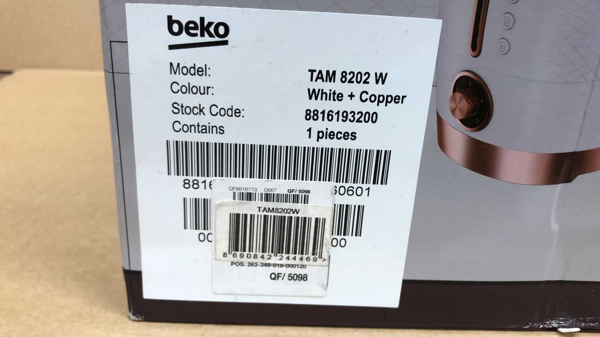 Beko Cosmopolis 2 Slot Toaster White/Rose Gold - 4469
