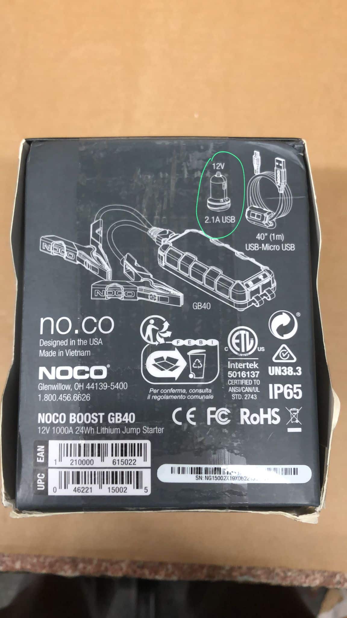 Genuine NOCO GB40 Genius Boost Plus 1000A Lithium Jump Starter 4574