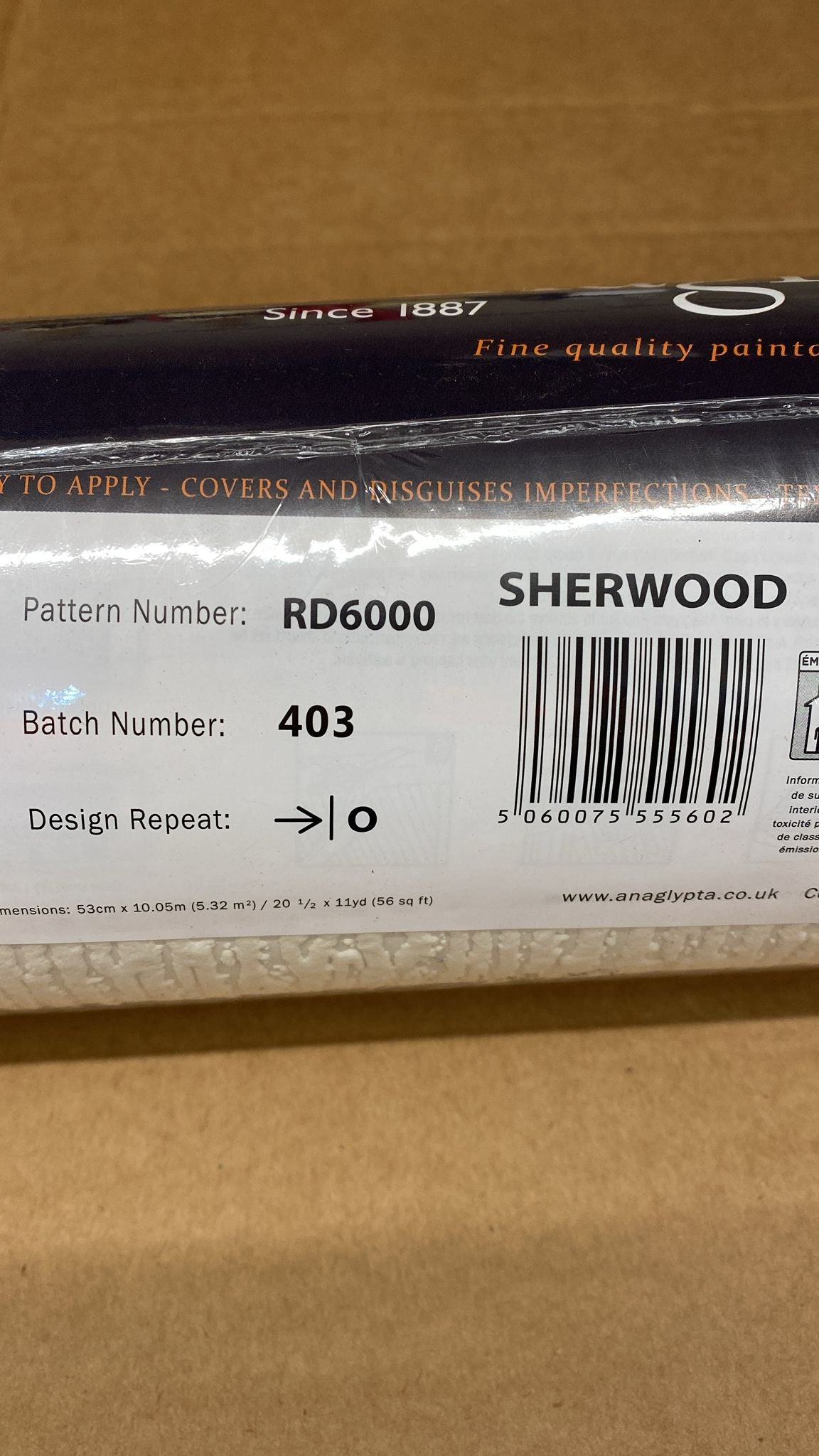 Sherwood Paintable Textured Vinyl Wallpaper Anaglypta RD6000 - 5602D