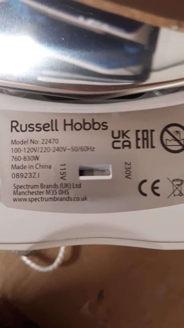 Russell Hobbs Steam Glide Travel Iron 22470, 760 W - White and Blue 4722