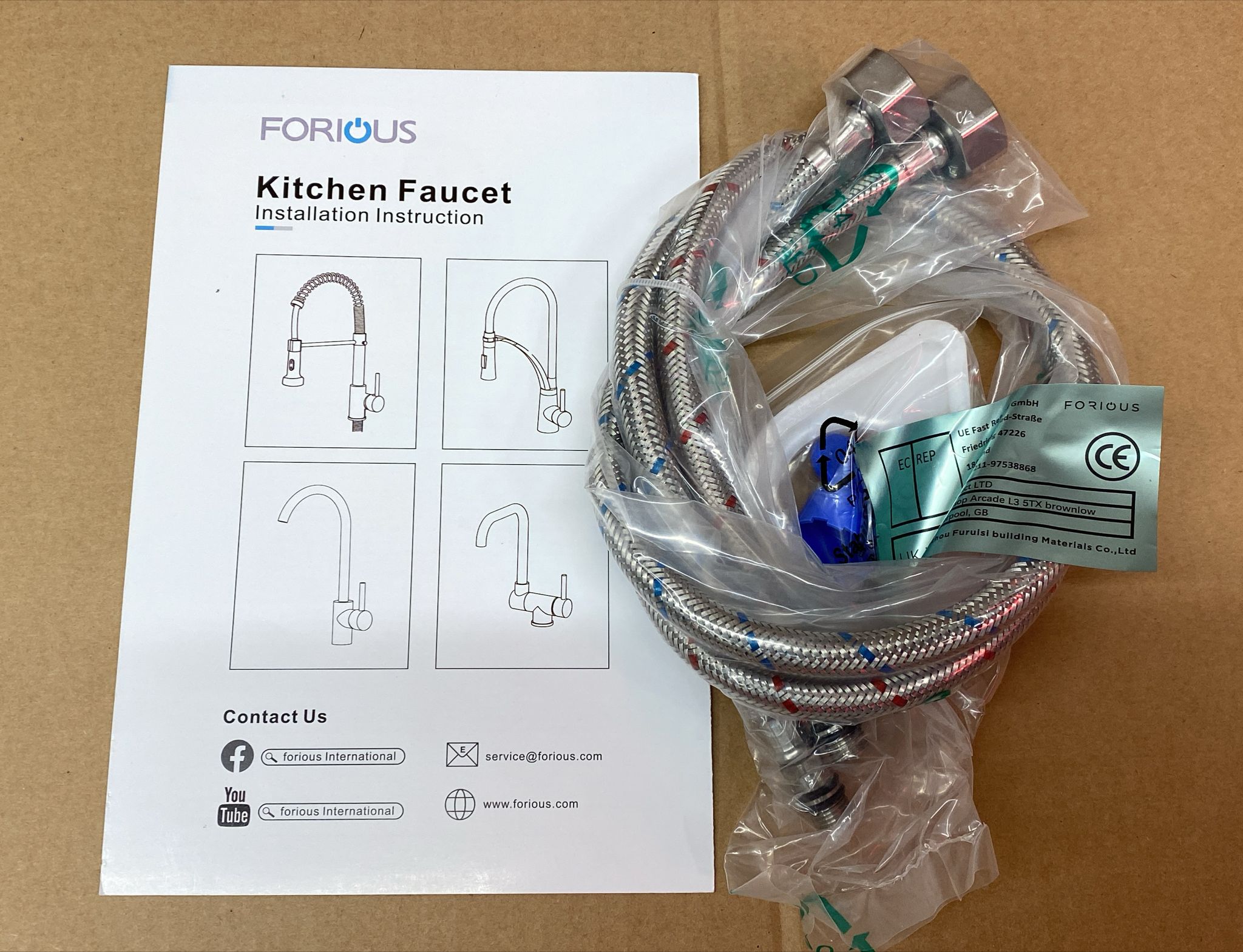 FORIOUS Spring Kitchen Sink Mixer Tap with Pull Down Sprayer 3616