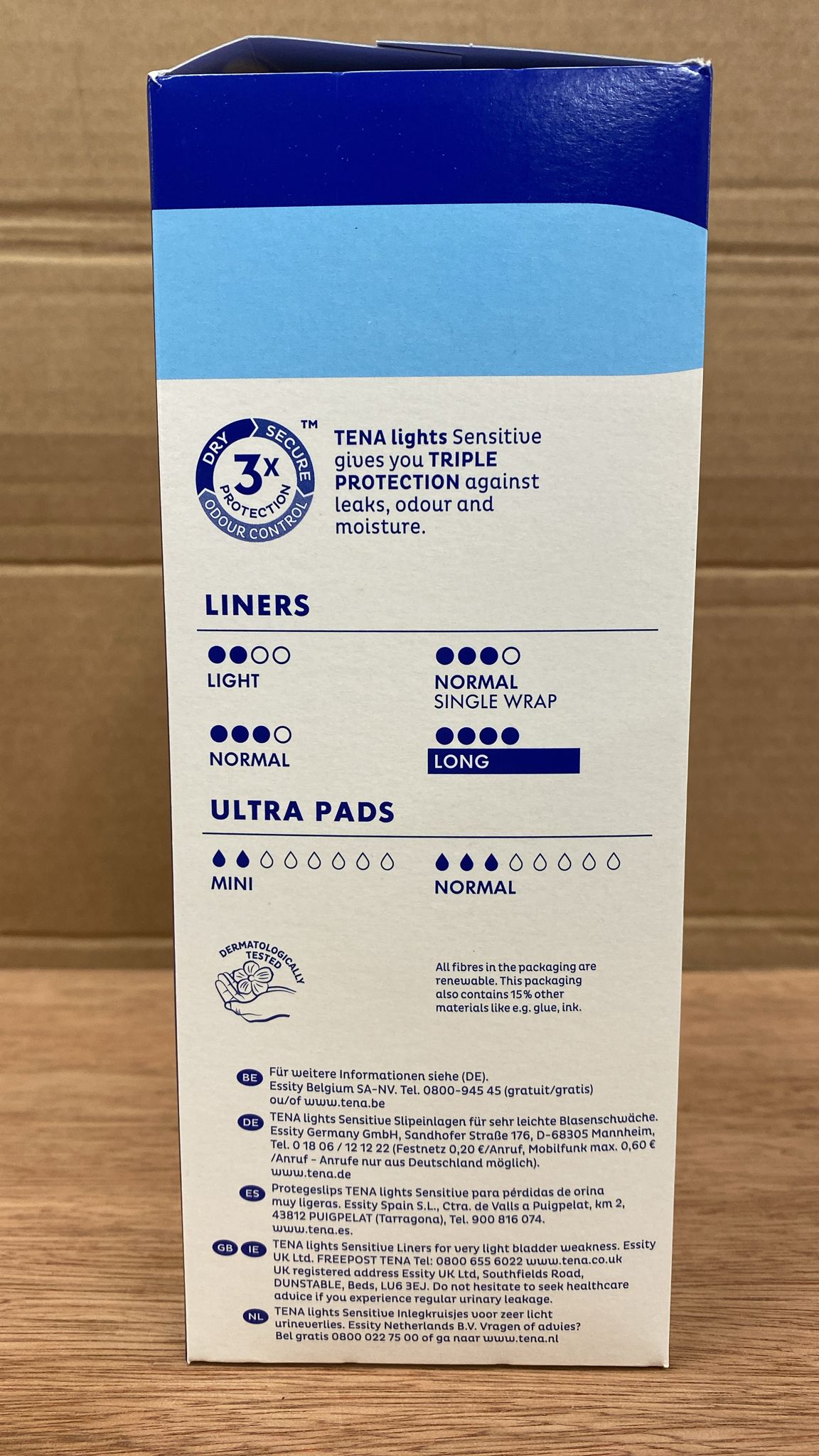 TENA Lights Long Liner, 120 Incontinence Liners ( 20 x 6 packs) 4059
