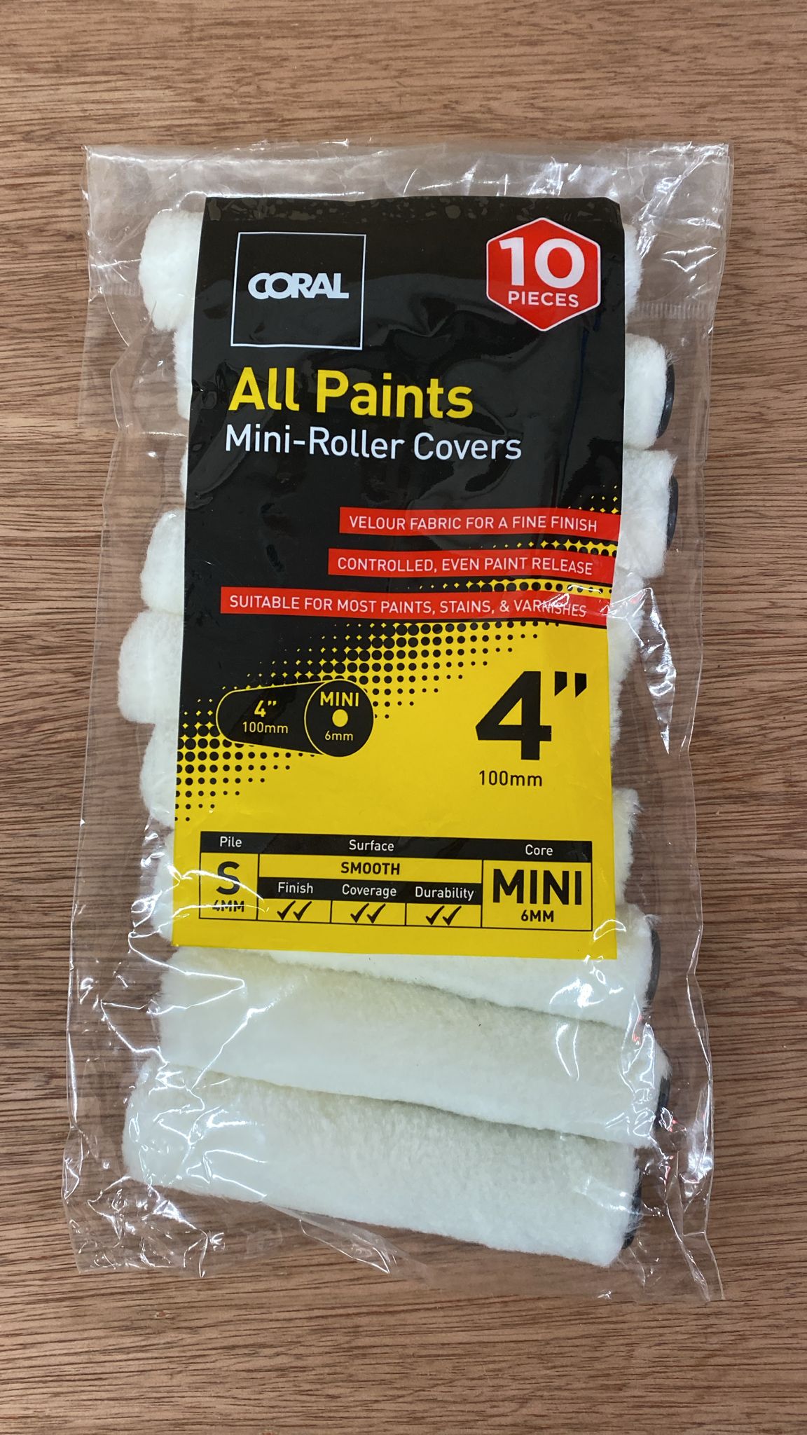 Coral Paint Mini Roller Cover 4 inch 9 Piece Pack Set, White 7395