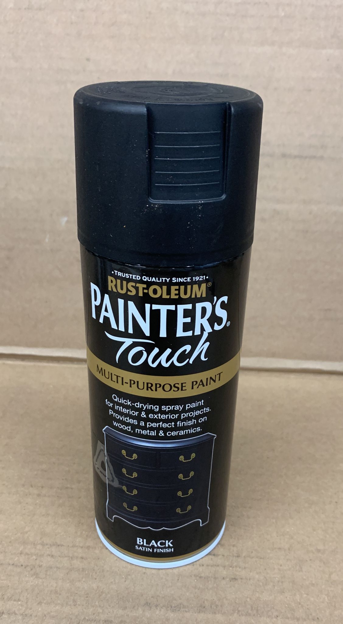 Rust-Oleum Painter's Touch Black Satinwood Multi-surface Decorative spray paint, 400ml-0336