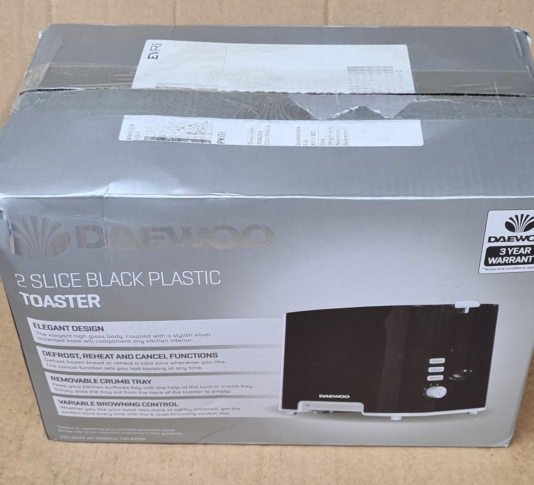 Daewoo Plastic Chrome Toaster, 2 Slice-4280