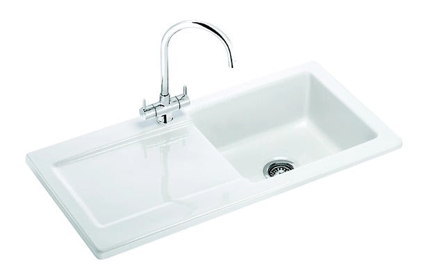 Franke Livorno White Ceramic 1 Bowl Sink 500mm x 1000mm-8917D