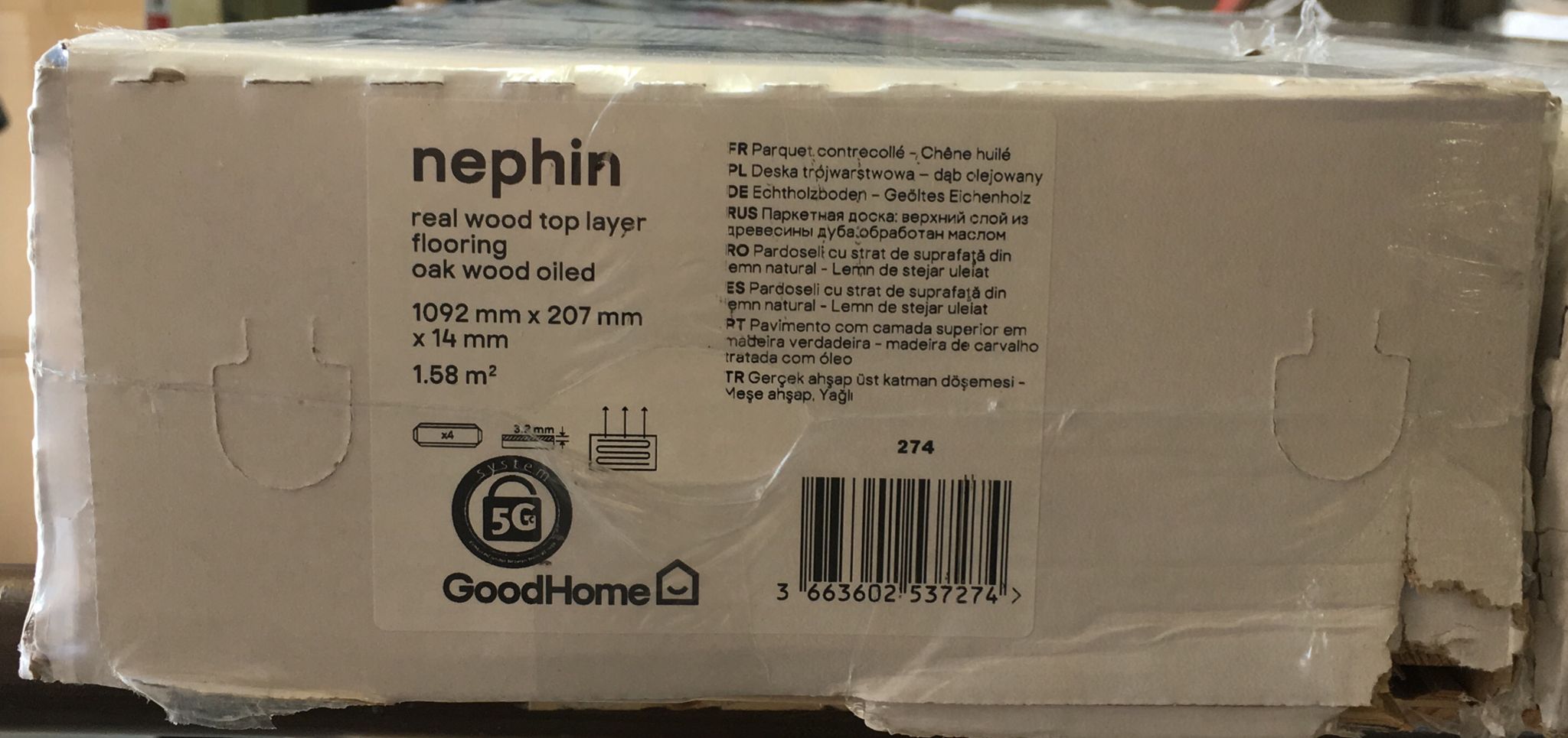 GoodHome Nephin Grey Oak Real wood top layer flooring, 1.58m² Pack 7274