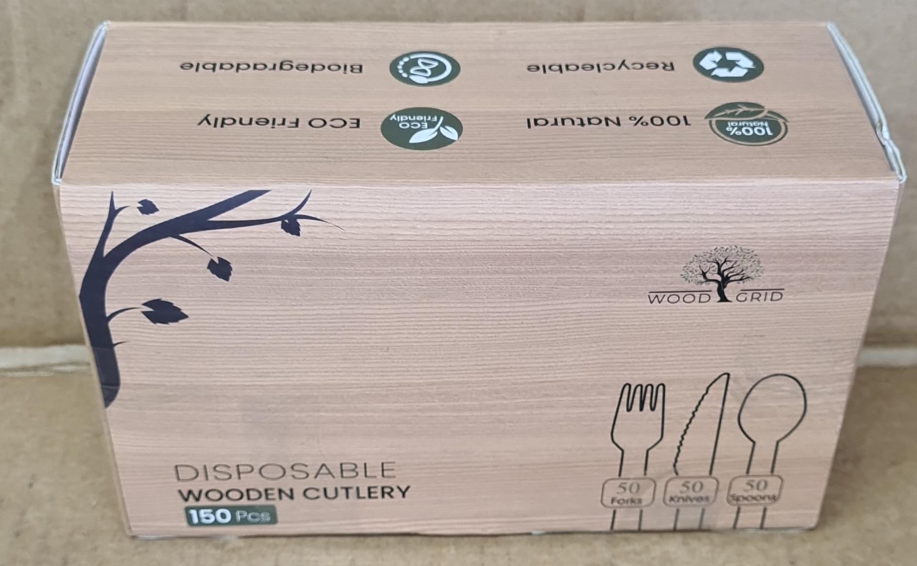 WoodGrid 150pcs Disposable Cutlery Set-0903