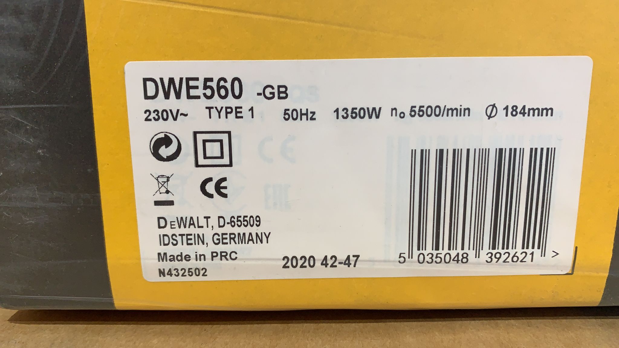 DeWalt 1350W 240V 184mm Corded Circular saw DWE560-GB