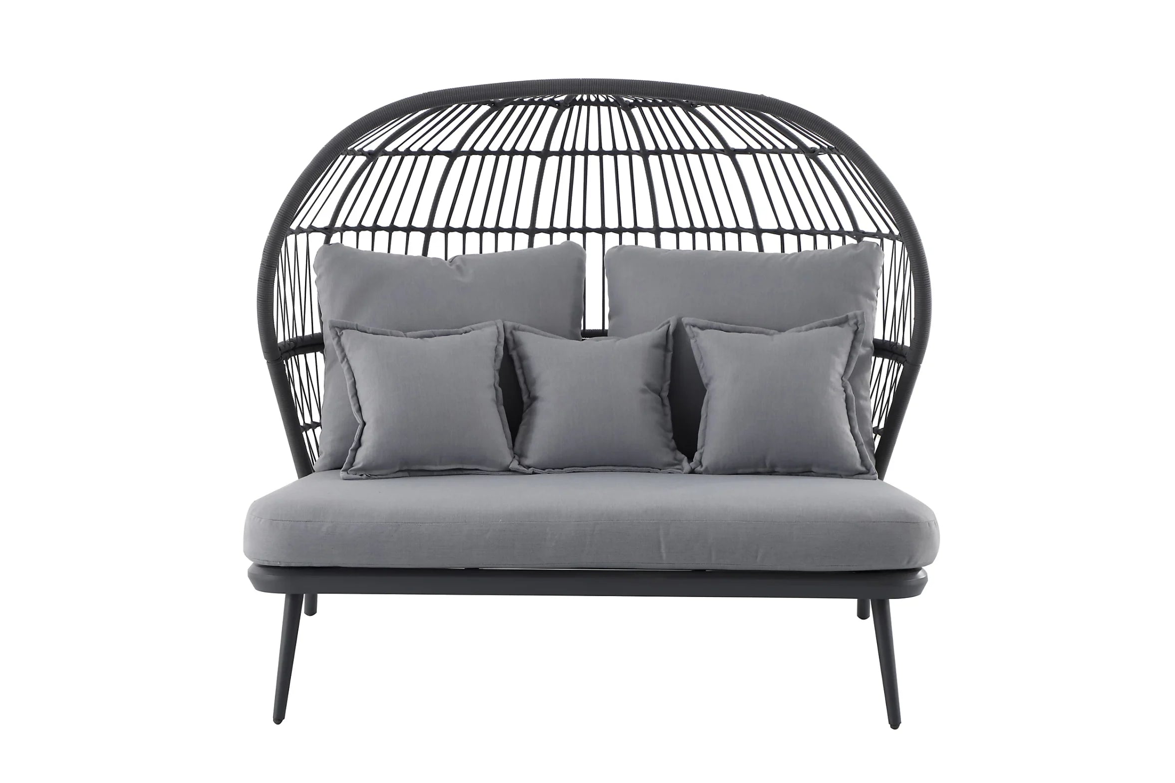 GoodHome Apolima Grey Aluminium grey Rattan effect Daybed, Garden furniture set - 8003