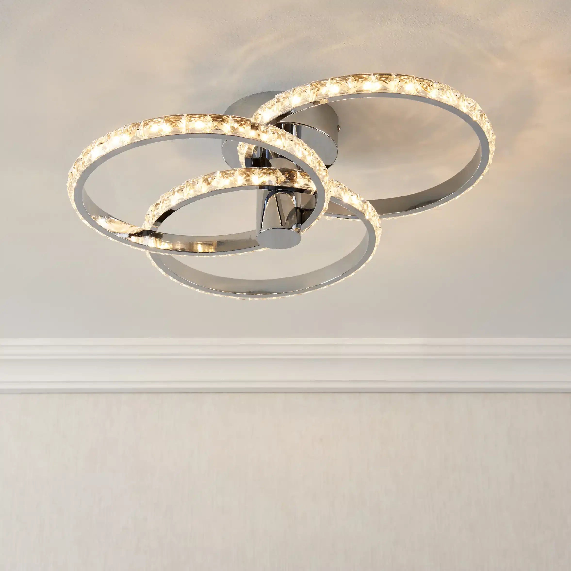 Aura Glass & steel Chrome effect 3 Lamp LED Ceiling light-7135