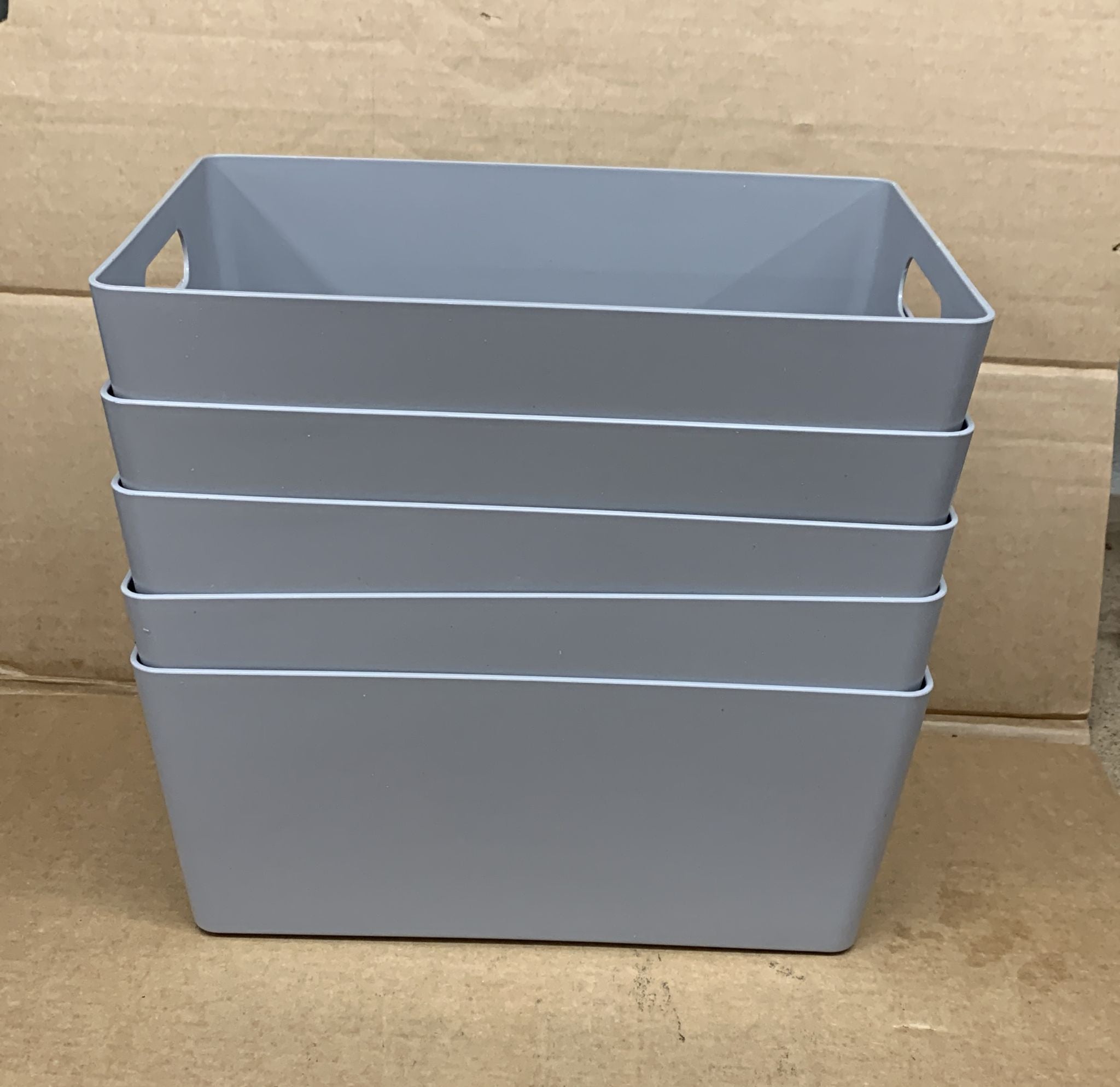 KEPLIN 5 Pack Grey Plastic Studio Storage Basket -2847