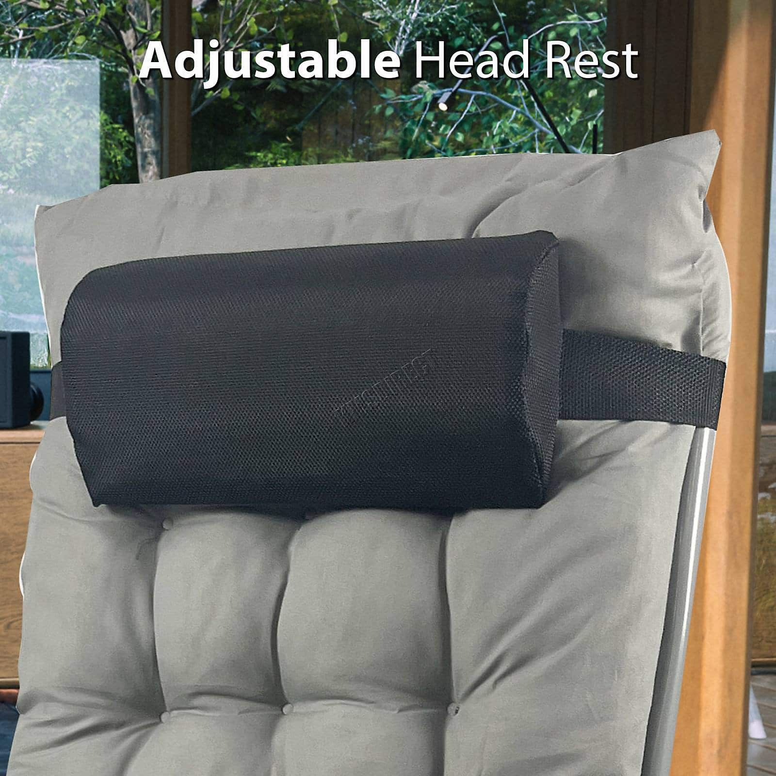 BIRCHTREE Sun Recliner With Cushion Foldable Chair Patio Garden Beach Grey-8463
