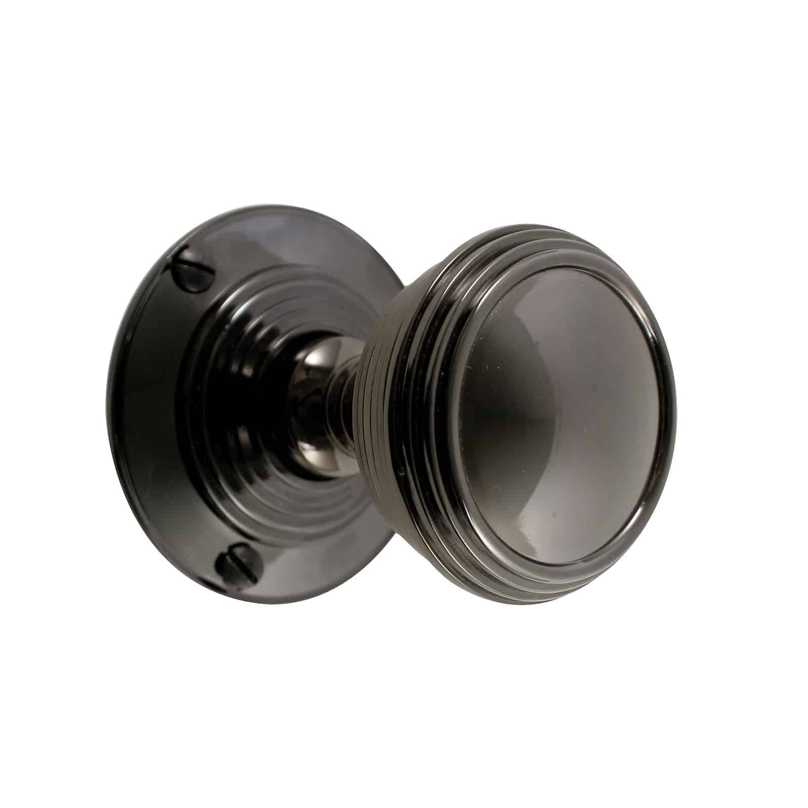 Black Iridium effect Brass Round Door knob (Dia)55.66mm, Pair 0318
