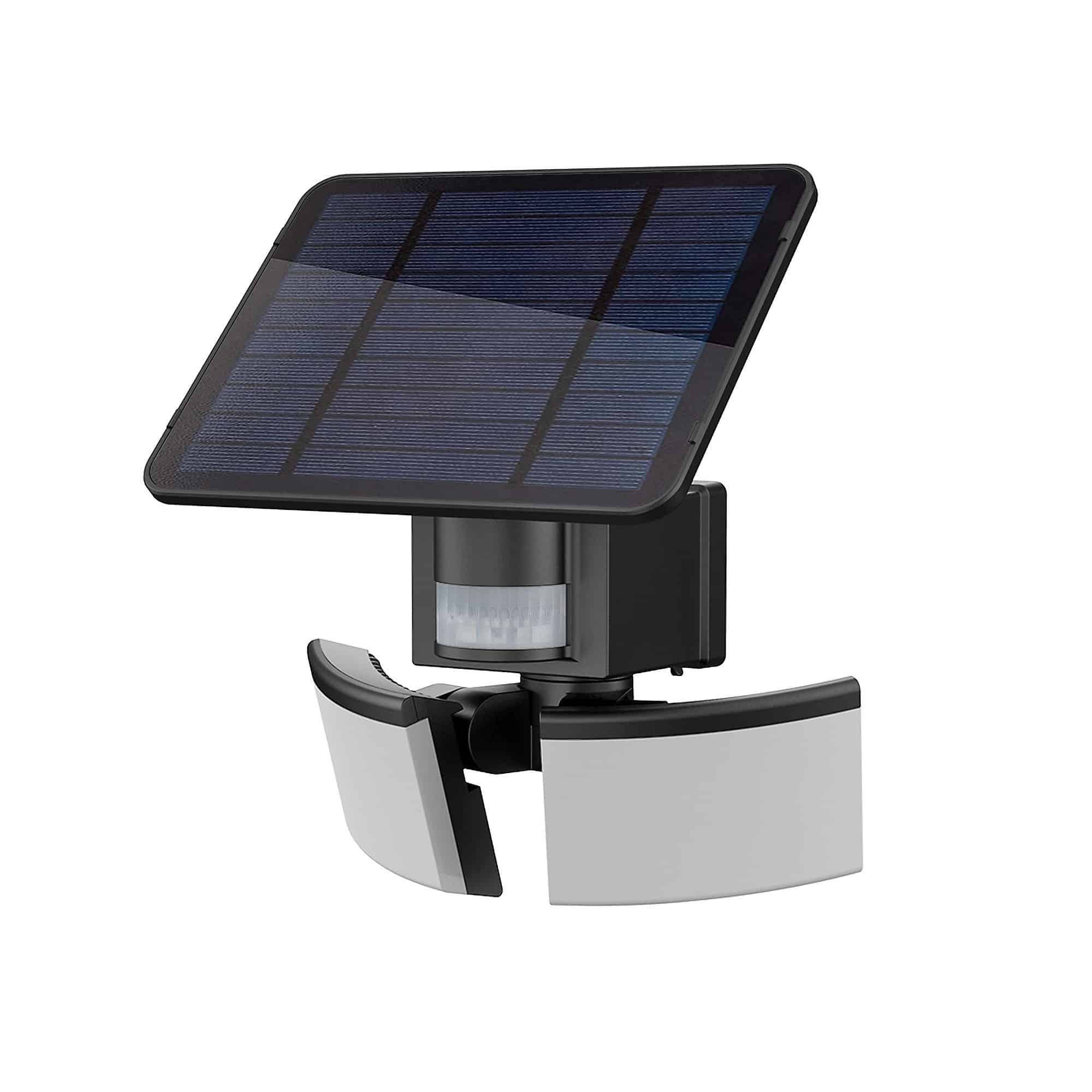 Black Solar-powered Cold white Integrated LED Floodlight 800lm 1270