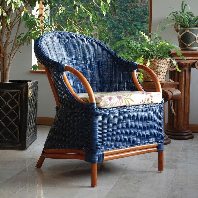 Blue Mahogany Cane Conservatory Low Cane Tub Chair Natural and Strong Rattan 5753